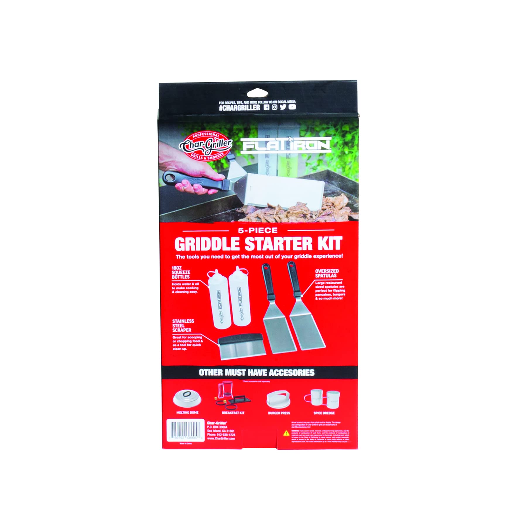Char-Griller 8905 Stainless Steel Griddle Accessory Kit for Outdoor Grilling - Perfect for BBQ, Camping & Backyard Cooking