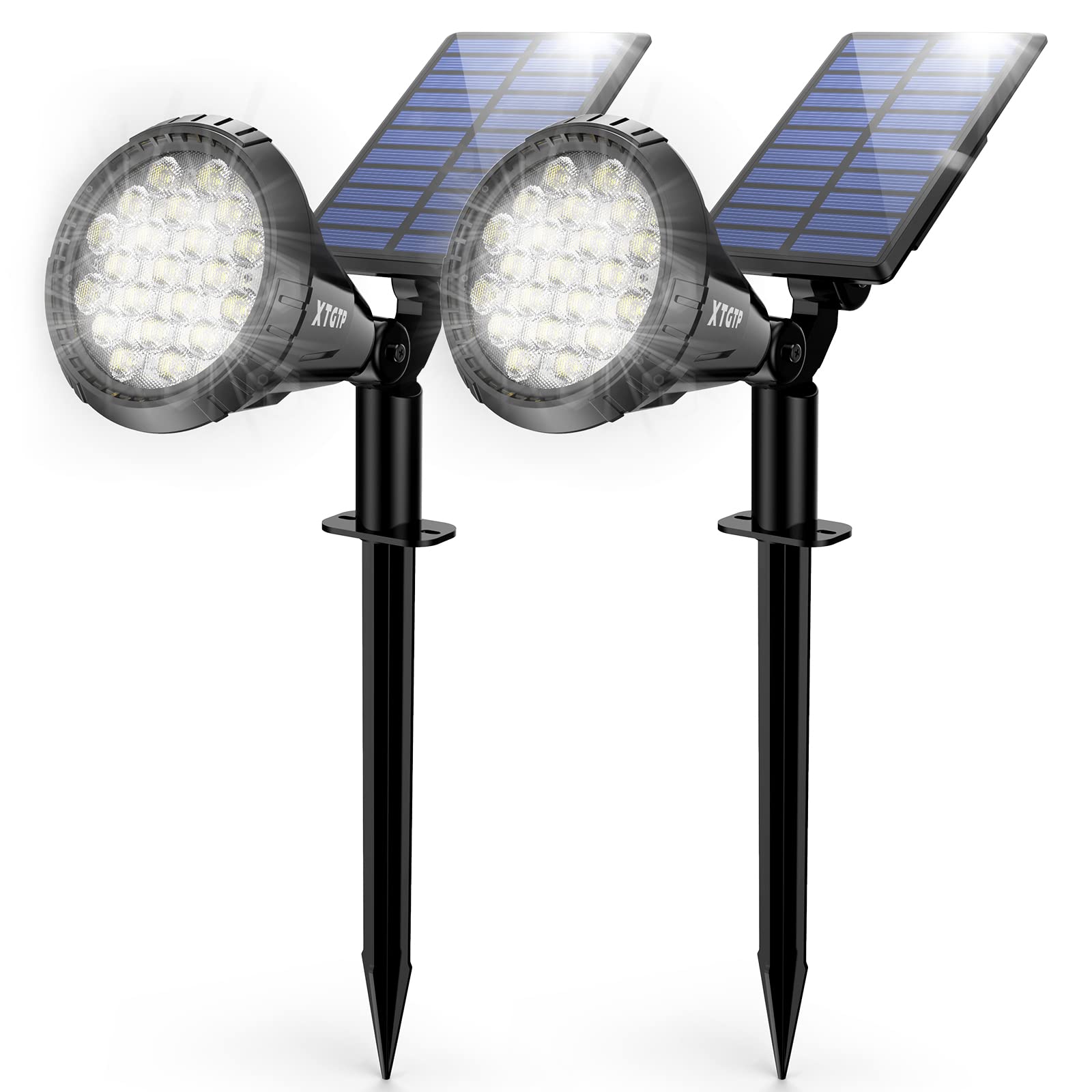 21 LED Solar Spot Lights Outdoor - IP67 Waterproof Solar Yard & Garden Landscape Lighting with Auto On/Off & 3 Modes - 2-in-1 Solar Powered Wall Lights (2 Pack) - Perfect for Driveways, Pathways, Flower Beds & Patio Decor