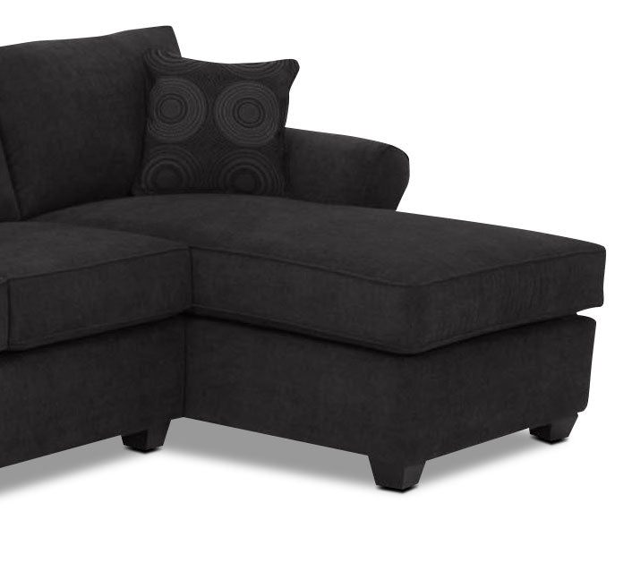 Althea 2-Piece Sectional Sofa with Right Facing Chaise in Black - Modern Living Room Furniture for Small Spaces & Apartments