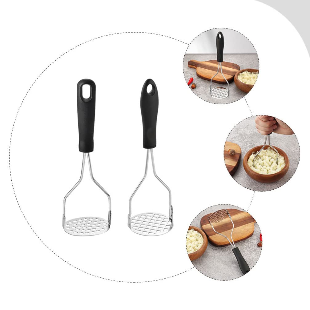 BESPORTBLE 2-Pack Manual Potato Masher - Heavy Duty Stainless Steel Potato Presser & Crusher for Kitchen - Perfect for Mashed Potatoes, Sweet Potatoes, Vegetables - Ideal for Home Cooking, Restaurants & Meal Prep