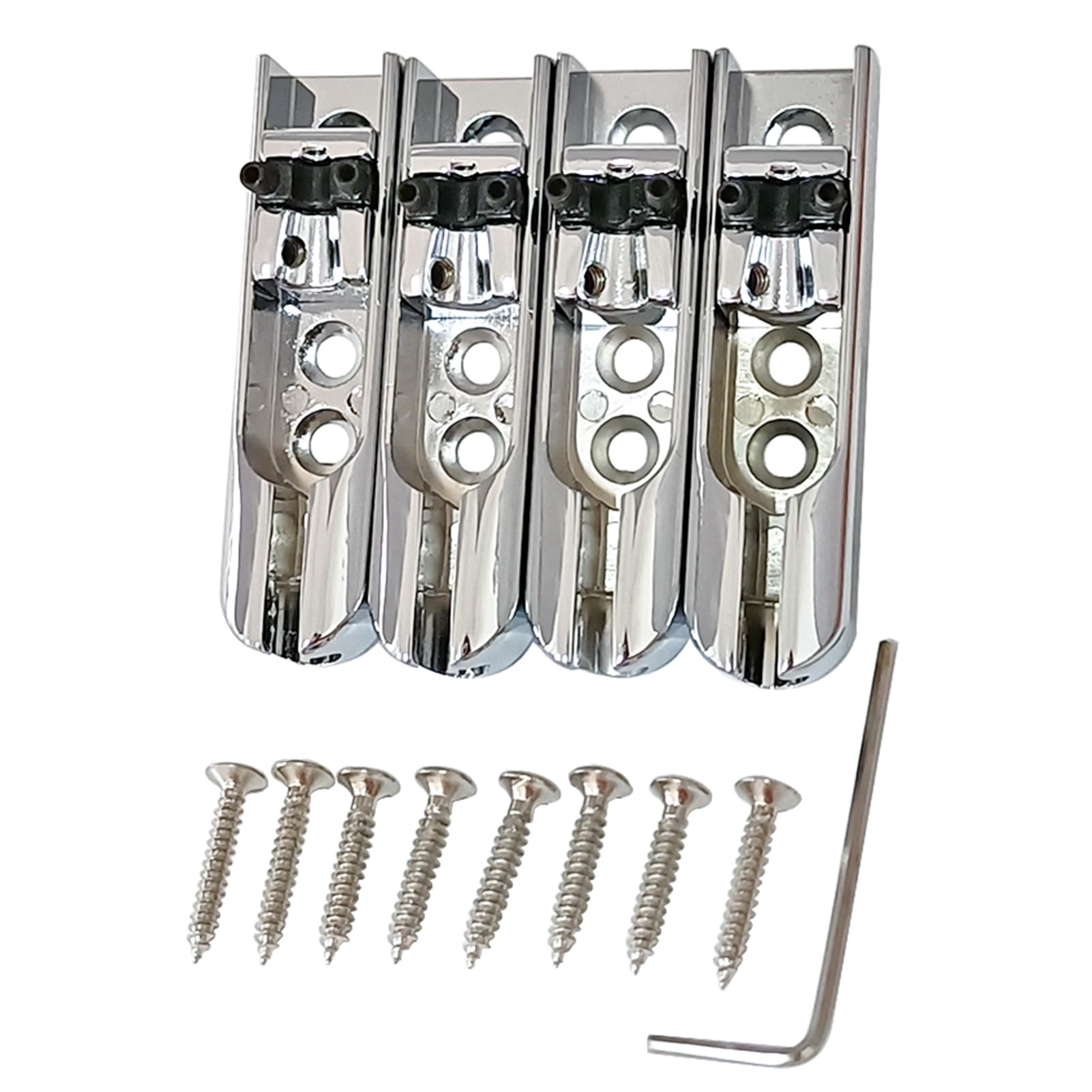 4-Piece Bass Guitar Bridge Set - Individual Single String Tailpiece & Saddles for 4-String Electric Bass - Perfect for Replacement, Upgrades & DIY Guitar Repairs - Ideal for Jazz, Rock & Studio Performances