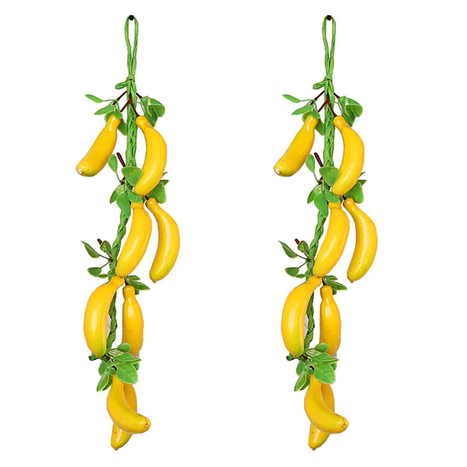 2Pcs Realistic Artificial Banana Bunches, Fake Foam Fruit Hanging Decor for Kitchen, Dining Room, Party & Home Art Decoration - Simulation Fruit String for DIY Crafts, Wedding Centerpieces & Wall Decor