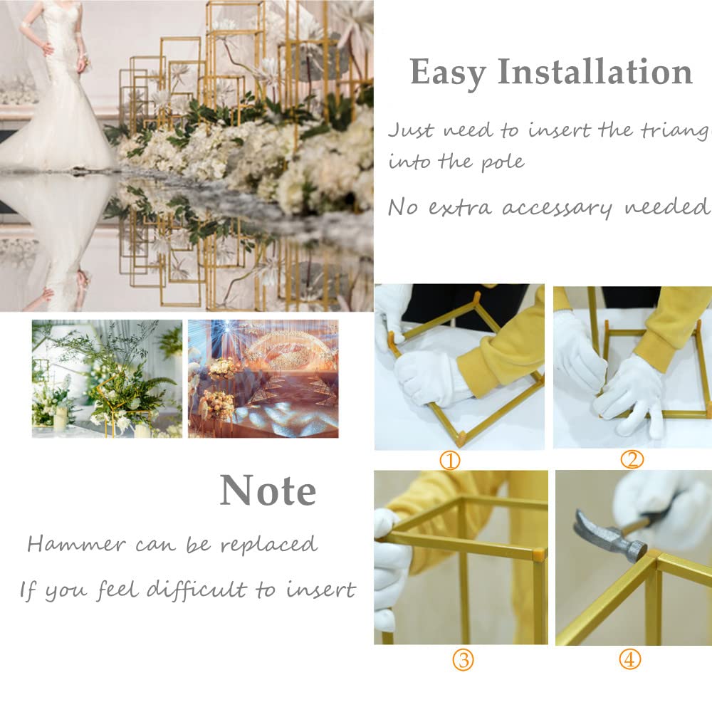 LOYALHEARTDY Modern Geometric Wedding Flower Stand - Silver Metal Vase Column for Wedding Decor, Bridal Shower, Reception Centerpiece - Elegant Floral Display for Ceremony & Home Decor