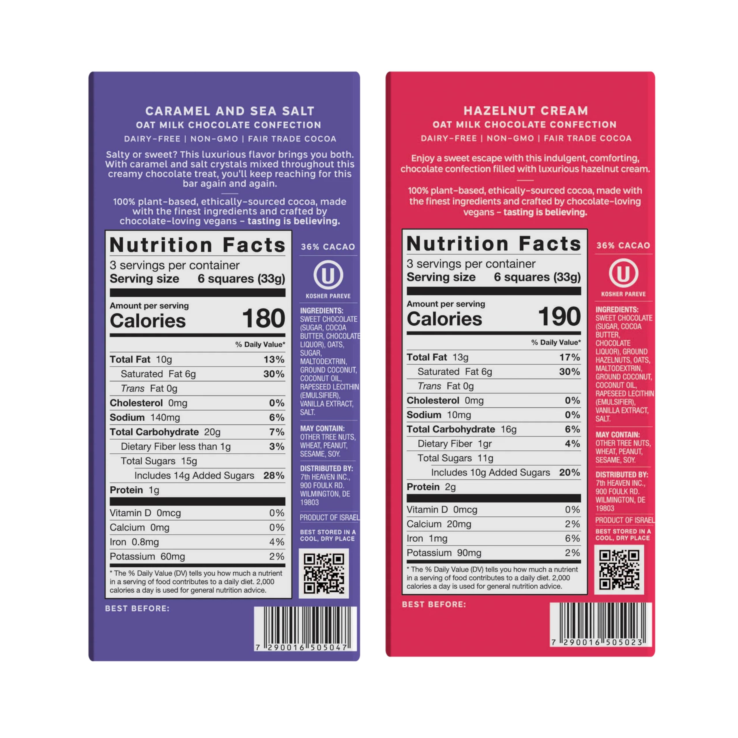 7th Heaven Vegan Oat Milk Chocolate Bar Variety Pack - 5 Flavors (Classic, Sea Salt Caramel, Cookies & Cream, Hazelnut Crunch, Peanut Butter) - 3.5oz Dairy-Free Candy Bars - Fair Trade, Kosher, Plant-Based Chocolate with Coconut Oil - Perfect for Easter Gifts, Vegan Desserts, Snacking & Holiday Treats