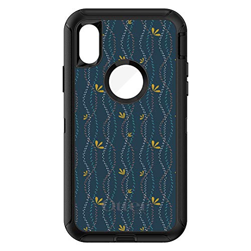 Modern Floral - Wavy, Navy, Pink, Teal On Black Case