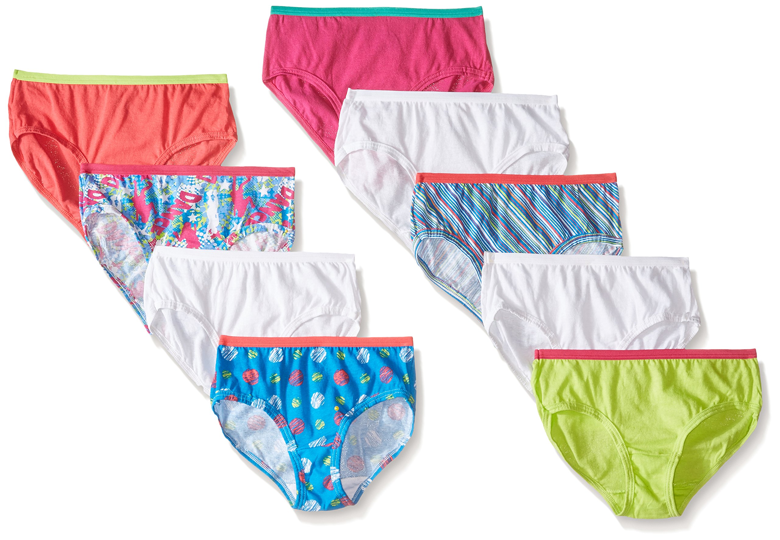 Fruit of the Loom Girls' Cotton Low Rise Brief Underwear 6-Pack - Soft Comfortable Kids Underwear for School, Play & Everyday Wear
