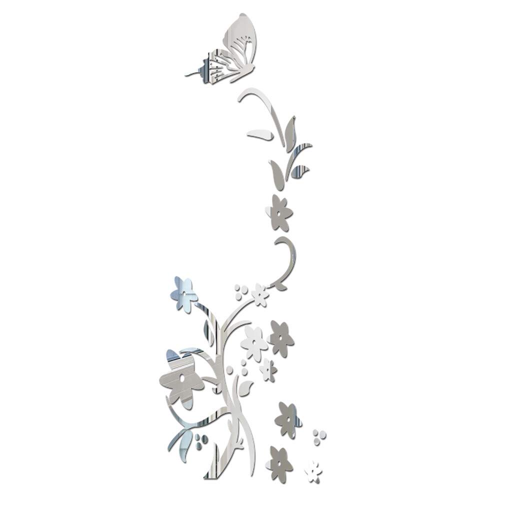 3D DIY Flower Butterfly Acrylic Wall Sticker - Modern Wall Art Decor by Bummyo for Home, Bedroom, and Living Room Decoration