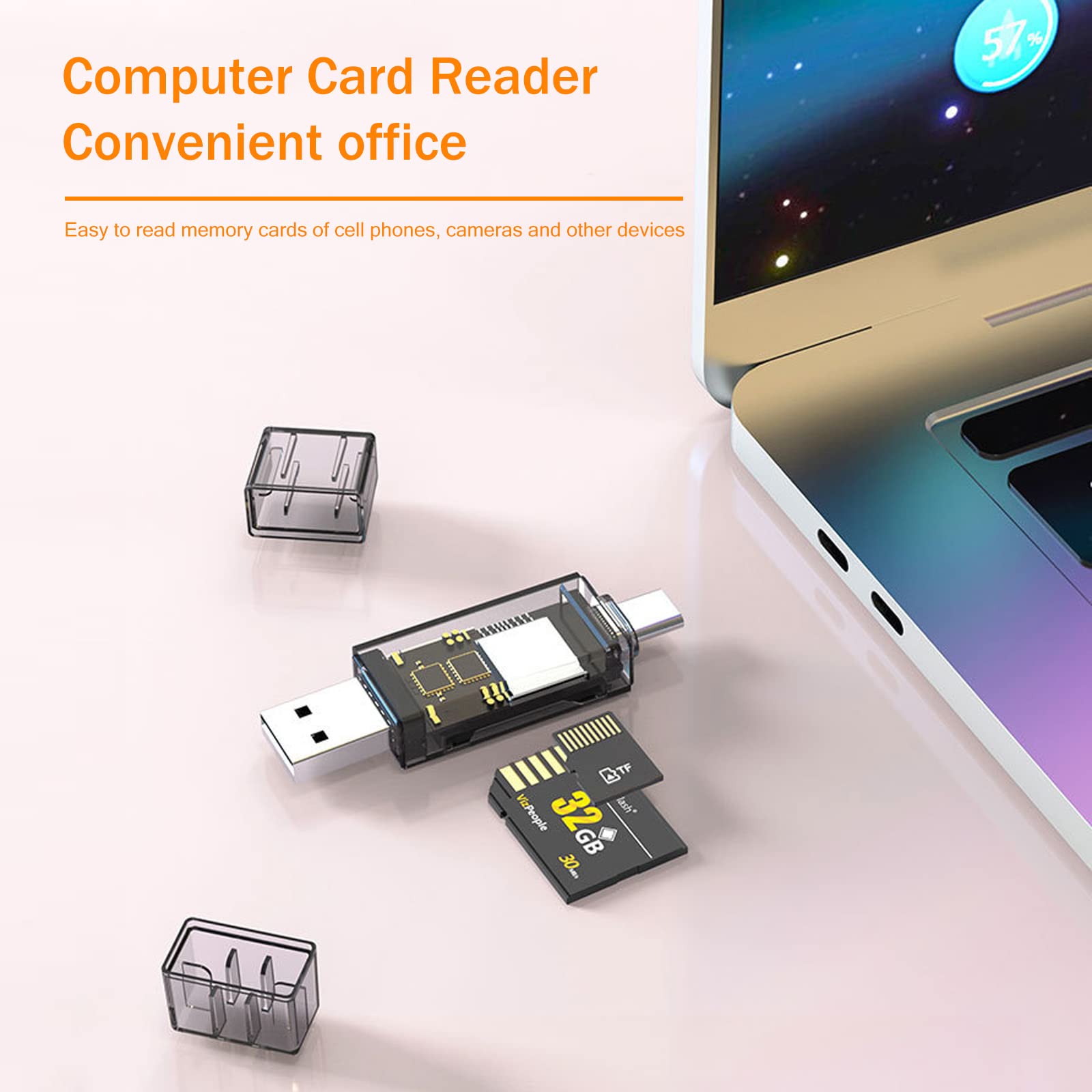 2 Pack USB SD Card Reader for PC & Mac - High Speed Micro SD to USB Adapter with Transparent Housing - Dual USB 3.0 & USB-C Plug Memory Card Reader for Camera, Smartphone, Laptop (Perfect for Photo Transfer & Data Backup)