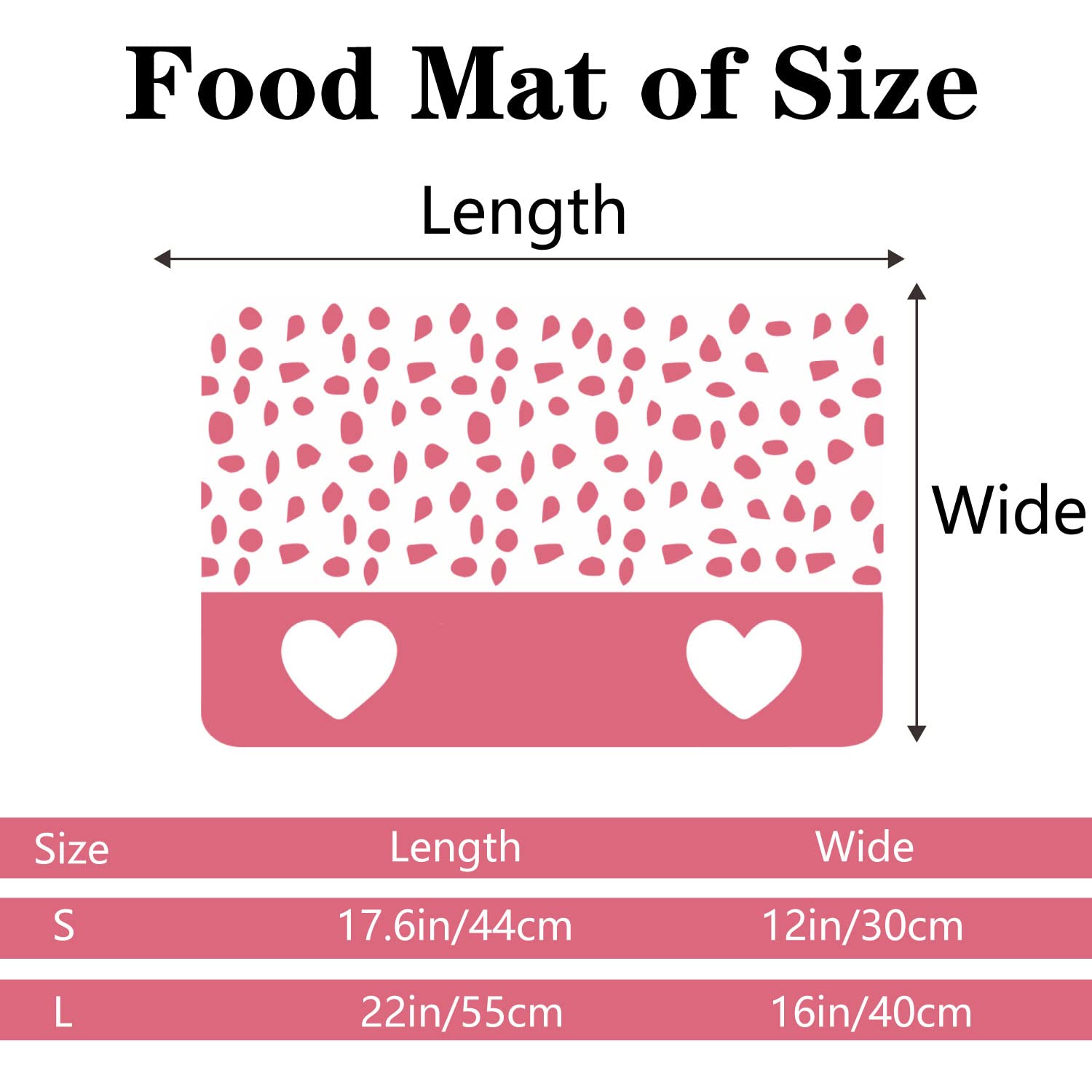 Custom Non-Slip Waterproof Pet Food Mat - Personalized Dog & Cat Bowl Mat with PU Bottom for Floors, Anti-Slip Feeding Mat for Pets (Pink Love) - Perfect for Messy Eaters & Spill Protection in Kitchen or Dining Area
