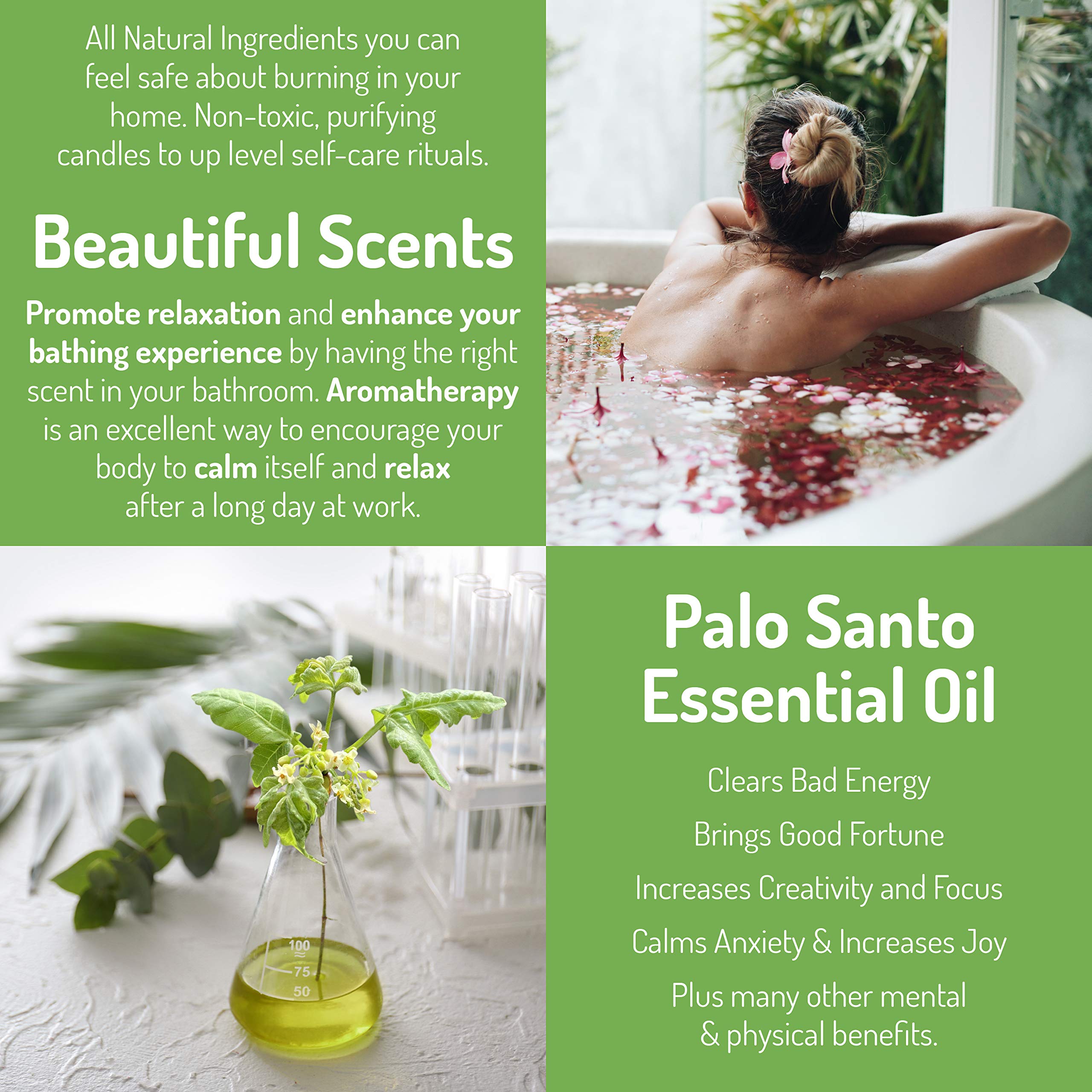Natural Soy Wax Candle with Palo Santo & Eucalyptus - Aromatherapy Smudge Candle for Stress Relief, Chakra Balancing, Meditation & Focus - 4 oz - Perfect for Yoga, Spa, Home Relaxation & Spiritual Practices