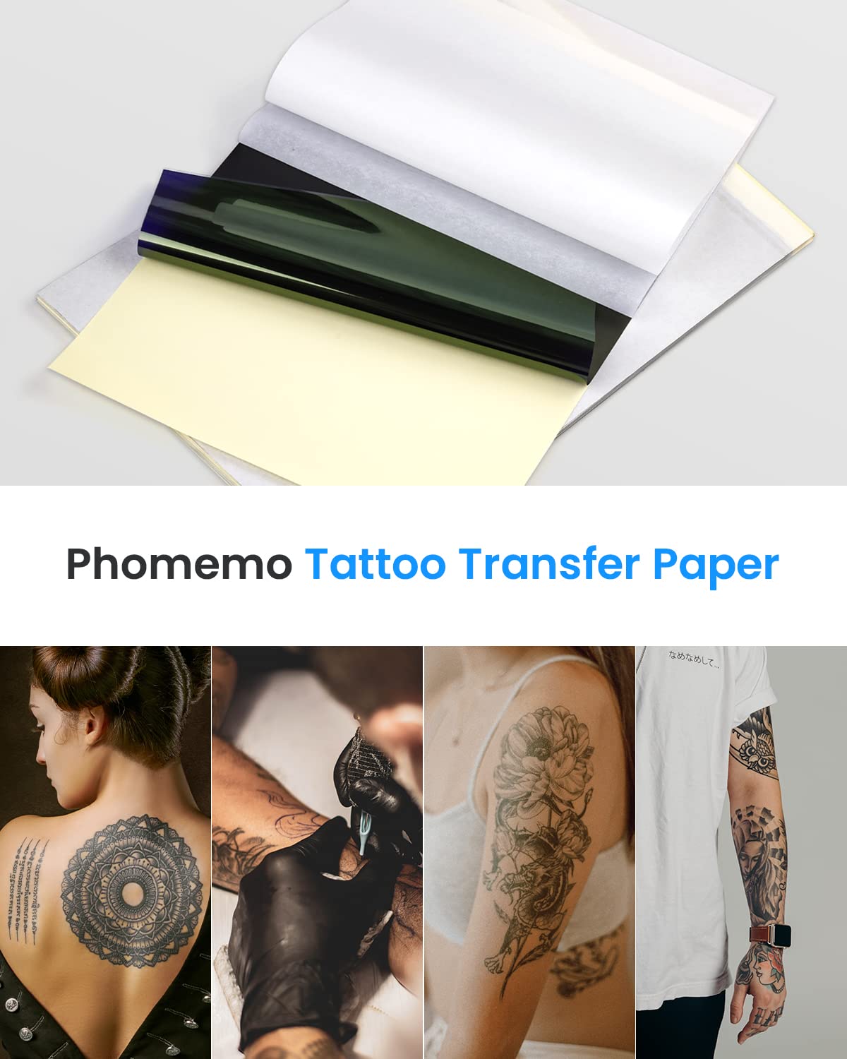 Phomemo Portable Tattoo Printer Kit with 110PCS Tattoo Stencil Paper - Professional Temporary Tattoo Maker for DIY Body Art, Parties & Events