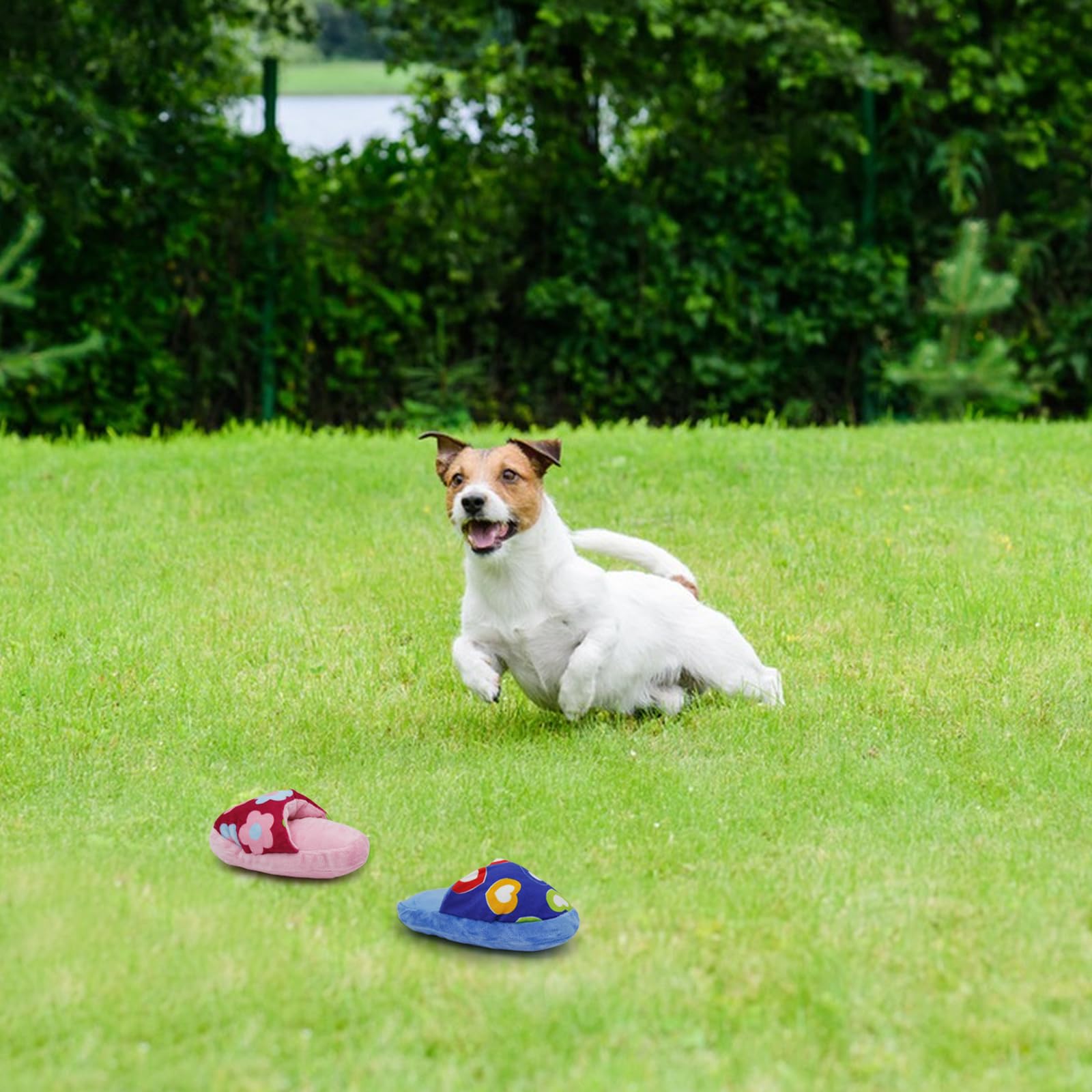WishLotus Squeaky Plush Dog Chew Toys - Cute Slipper-Shaped Interactive Pet Toys for Small & Medium Dogs | Teeth Cleaning & Boredom Relief | Perfect for Indoor Play, Training Rewards & Puppy Teething (Pink)