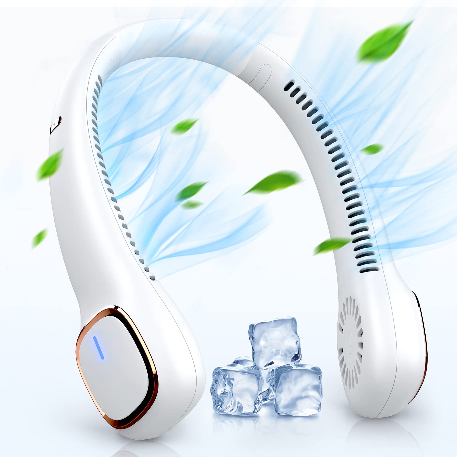 Bladeless Neck Fan - Rechargeable Portable Personal Fan with 4000mAh Battery, 3 Speed Settings, Hands-Free Wearable Cooling for Office, Travel, Gym & Outdoor Activities | USB Powered Hanging Neck Fan for Summer Heat Relief