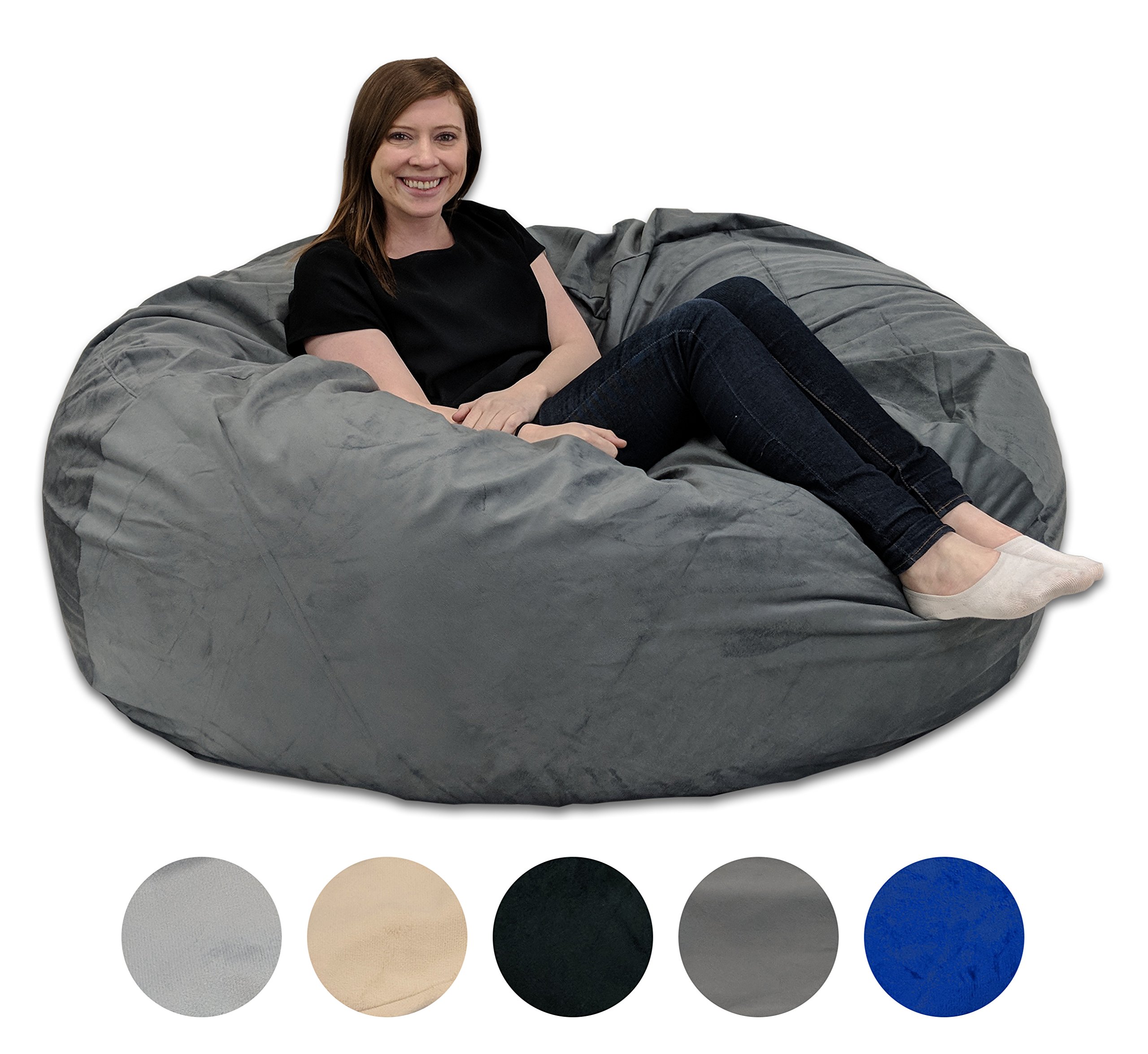 Premium 5ft Memory Foam Bean Bag Chair for Adults - Washable Removable Cover | Comfortable Lounger for Gaming, Movie Nights & Dorm Room Decor