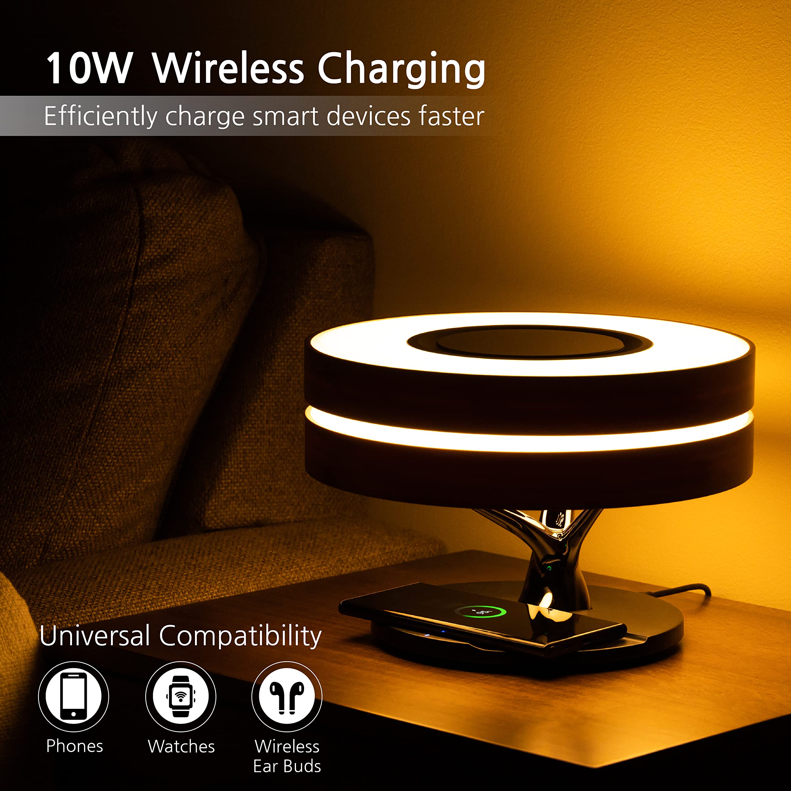 Modern Dawn Lamp - Adjustable LED Desk Lamp with TWS Bluetooth Speaker, Wireless Charger & Touch Control | Perfect for Home Office, Study Room, Bedroom & Dorm Decor | Reading, Working & Relaxing Lighting Solution