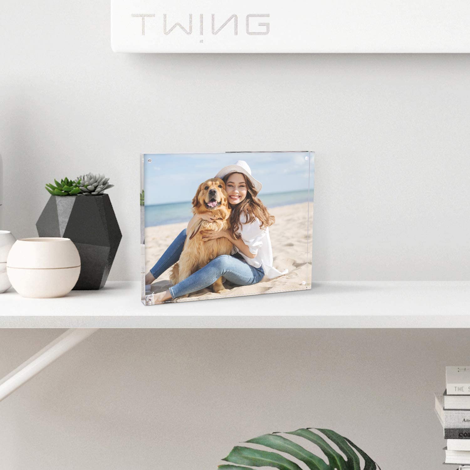 Premium 5 Pack 8x10 Magnetic Acrylic Picture Frames - 20% Thicker Shatterproof Clear Photo Frames, Self Standing Double Sided Display for Wall, Tabletop & Gift Giving - Perfect for Home Decor, Office & Wedding Photos