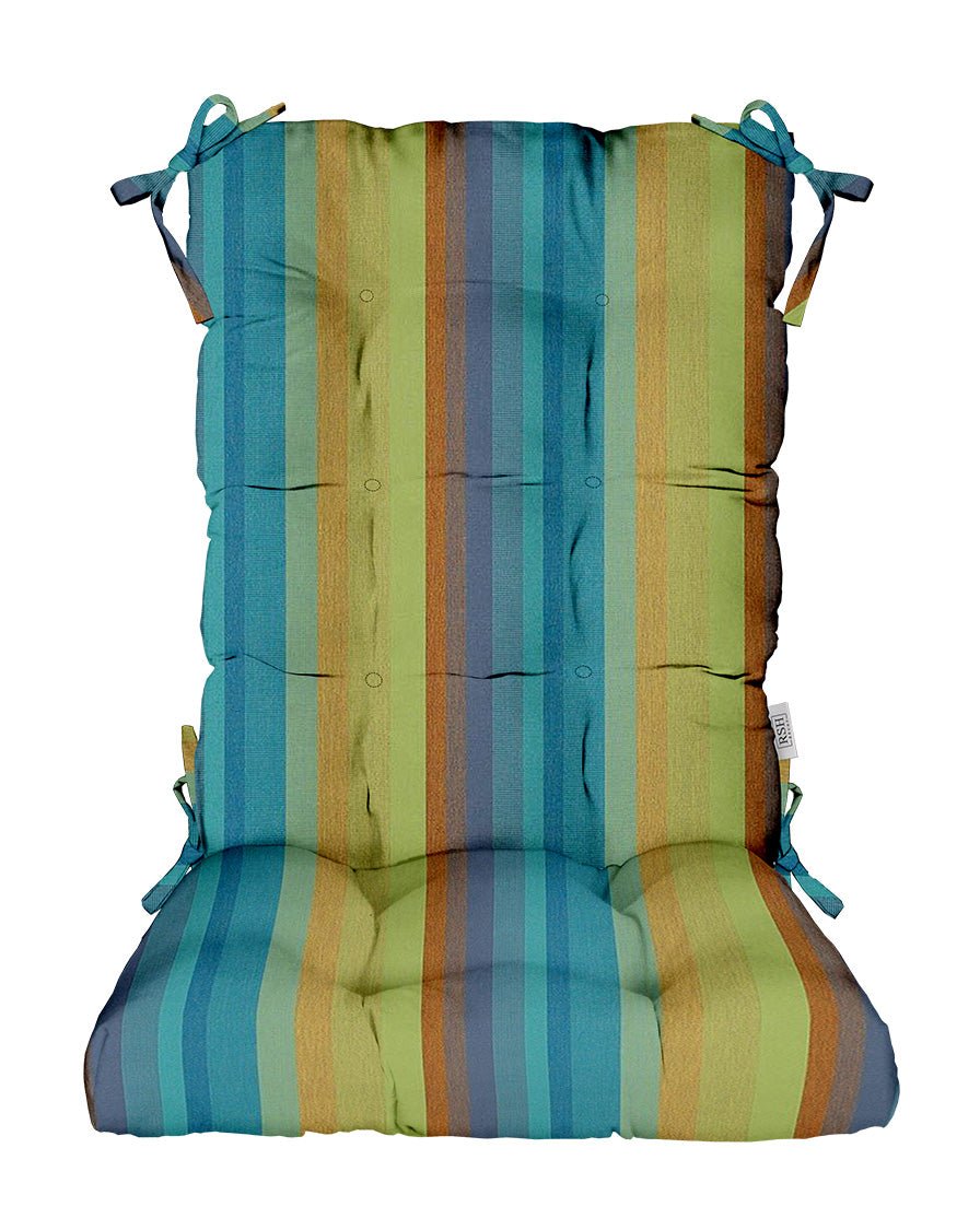 Sunbrella Astoria Stripes Tufted Rocking Chair Cushion - Water-Resistant Outdoor Patio Furniture Cushion for Porch, Garden & Deck - Comfortable & Durable Rocking Chair Seat Pad
