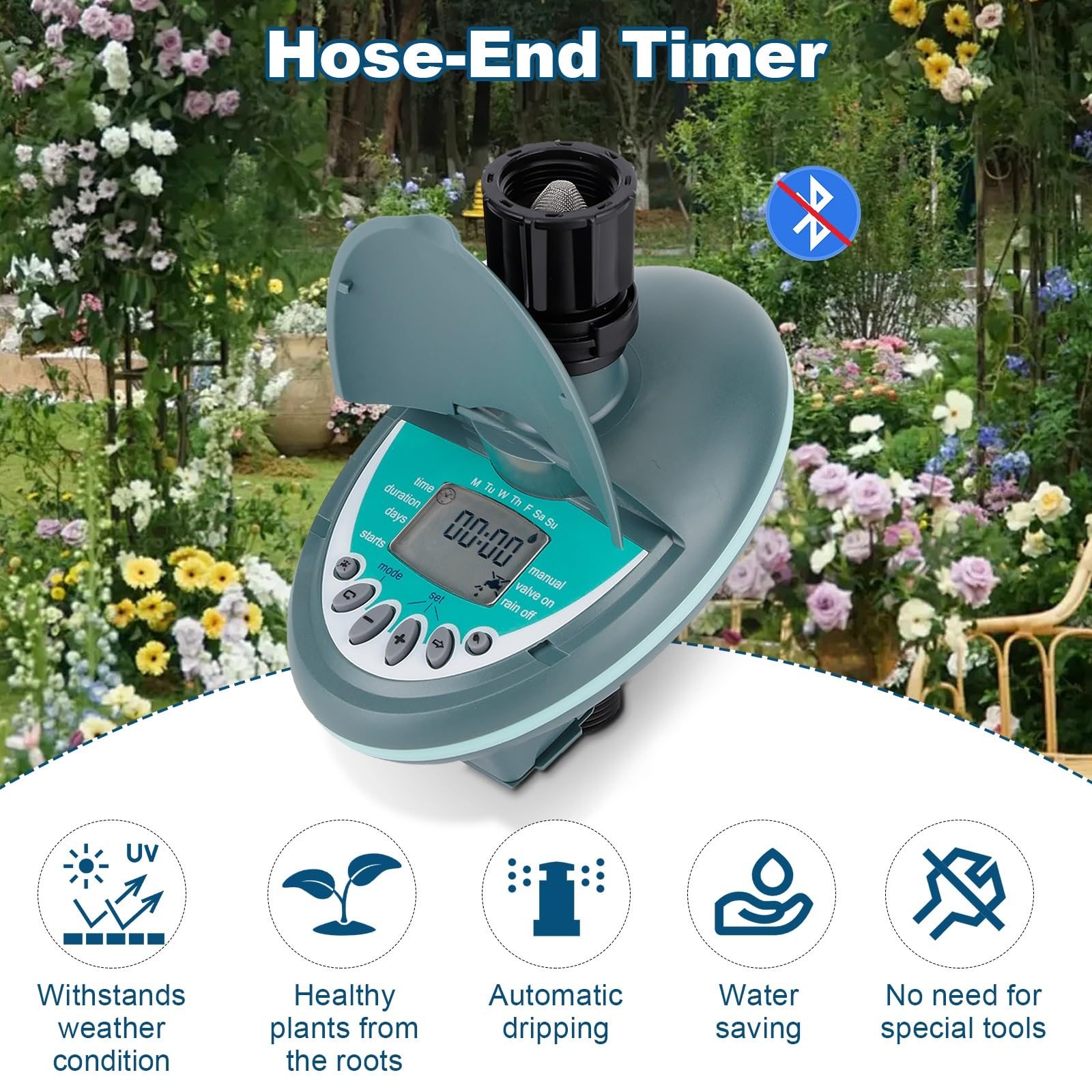 Automatic Hose End Irrigation Timer for Drip & Sprinkler Systems - Outdoor Water Timer with Rain Delay & Manual Mode - Perfect for Balconies, Patios, Gardens & Lawns - Smart Watering Solution for Home & Yard Maintenance