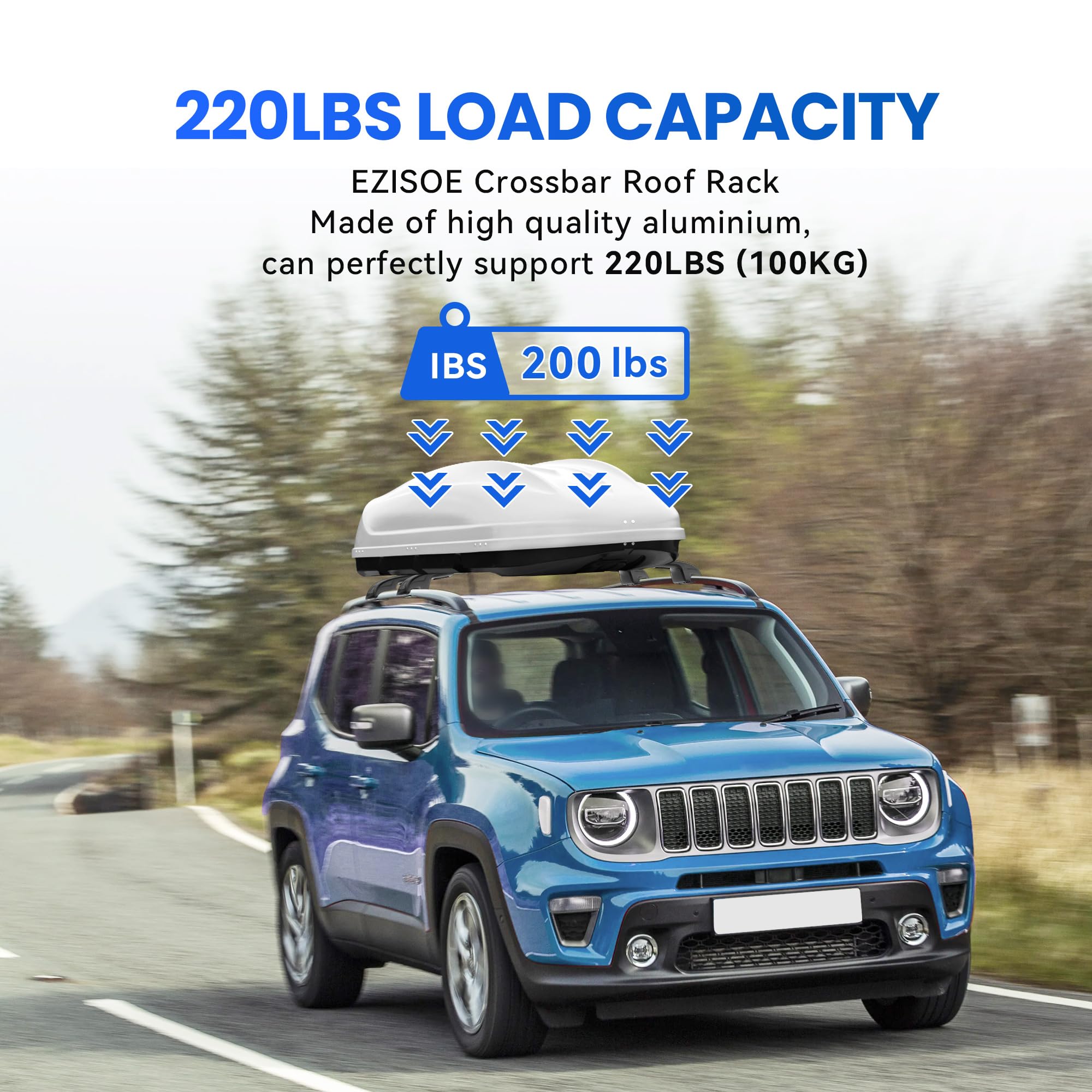 Black Matte Roof Rack Crossbars for 2015-2024 Jeep Renegade with Side Rails | Heavy Duty Cargo Carrier for Kayak, Canoe, Bike, Ski, Snowboard | Perfect for Road Trips, Camping & Outdoor Adventures