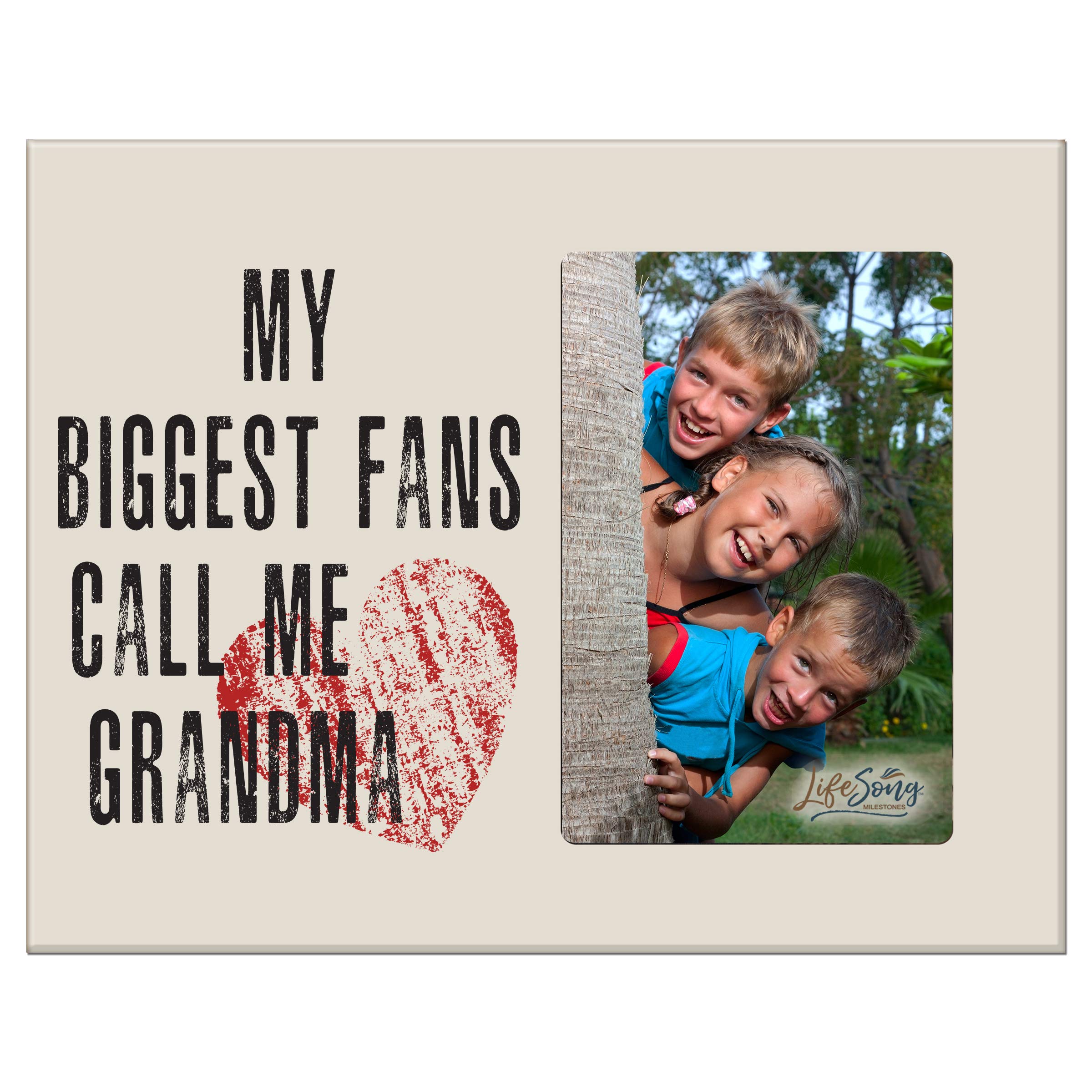 LifeSong Milestones My Biggest Fans Call Me - 8”x10” Photo Frame Gift for Grandmother, Grammy, Mom - Holds 4”x6” Picture - Ivory Keepsake Frame for Mother's Day, Birthday & Anniversary Gifts - Perfect for Displaying Family Memories in Living Room or Bedroom