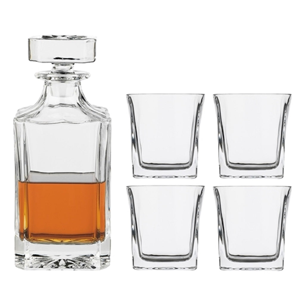 Premium Louis Crystal Decanter Set - 740ml & 250ml (5-Piece) for Whiskey, Wine & Liquor - Elegant Home Bar Accessories for Entertaining & Gifting