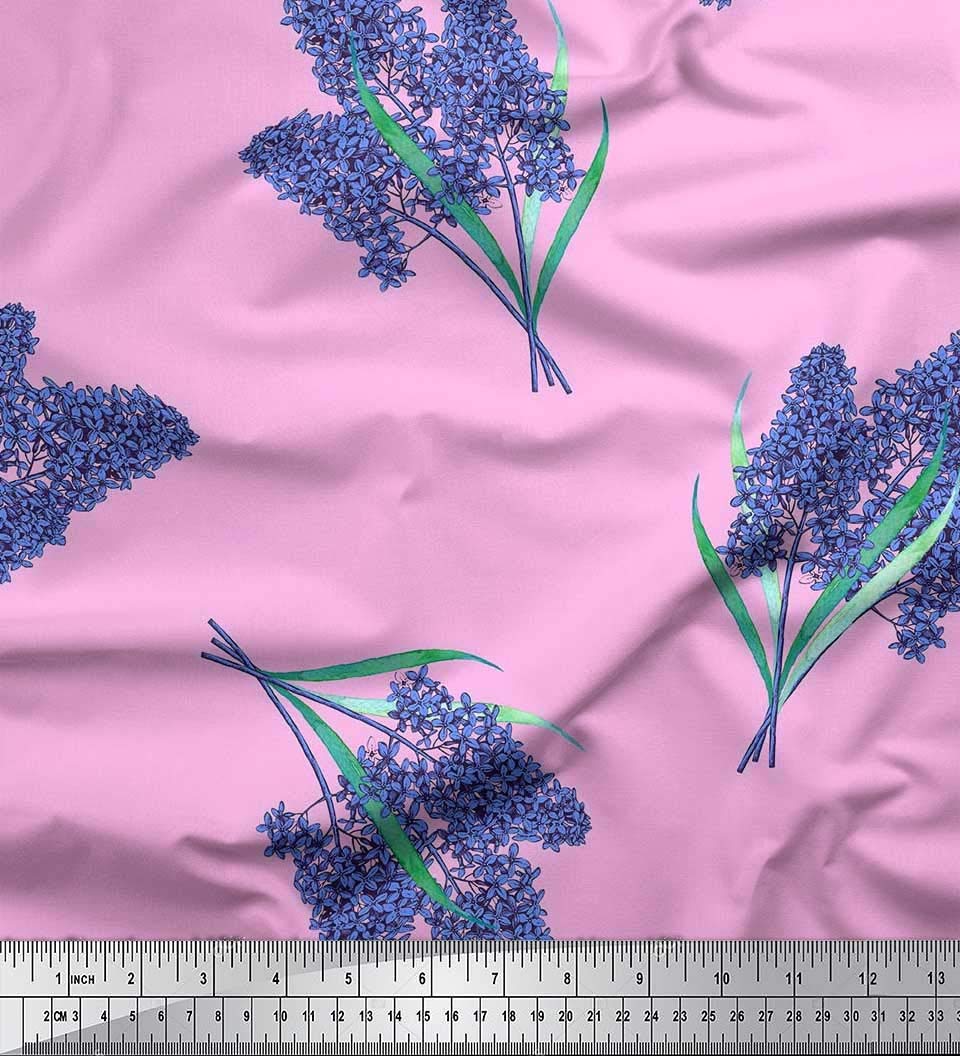 Soimoi 42 Inch Wide Satin Silk Fabric - Lavender Flower Print for Sewing, Dresses & DIY Crafts | Perfect for Evening Gowns, Bridal Wear & Home Decor Projects