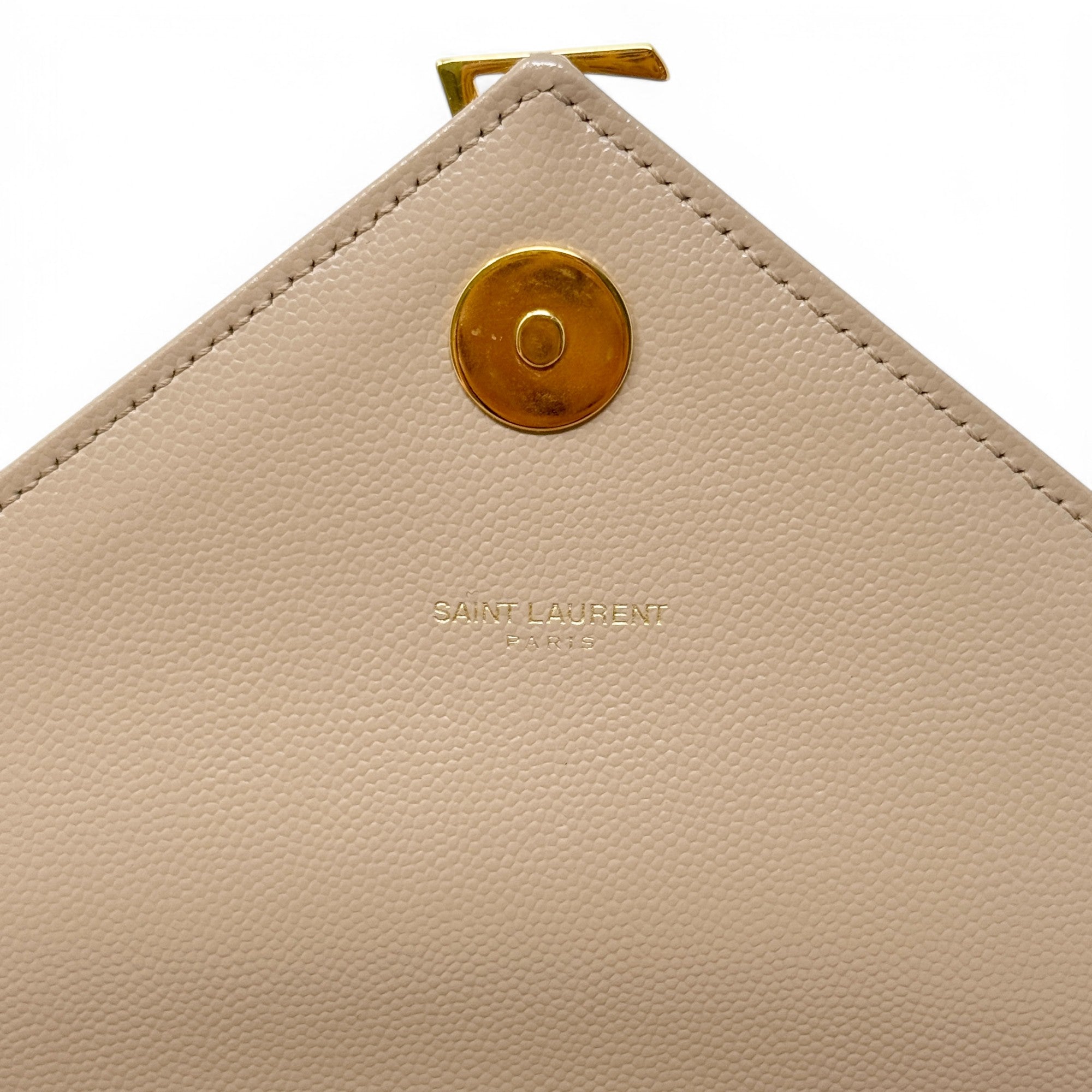 Saint Laurent Beige Large Envelope Bag - Luxury Leather Shoulder Handbag for Women | Perfect for Work, Travel & Evening Events