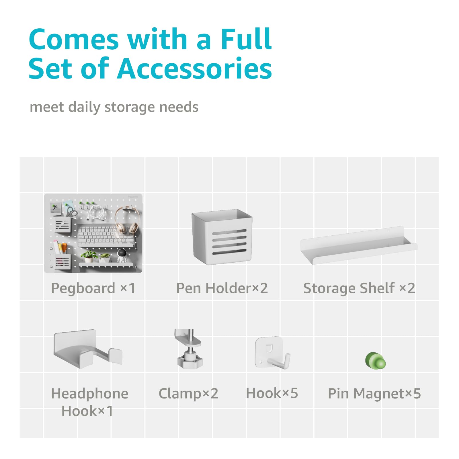 Magnetic Metal Pegboard Organizer - 20.4