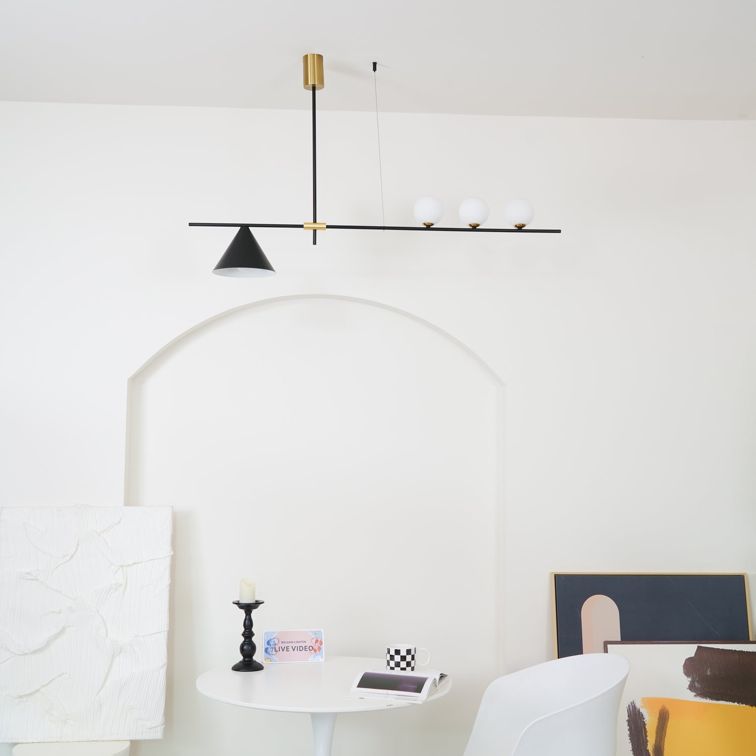 Eclipse Linear Suspension Light - Modern LED Pendant Lighting Fixture for Kitchen Island, Dining Room & Office | Dimmable Contemporary Hanging Light