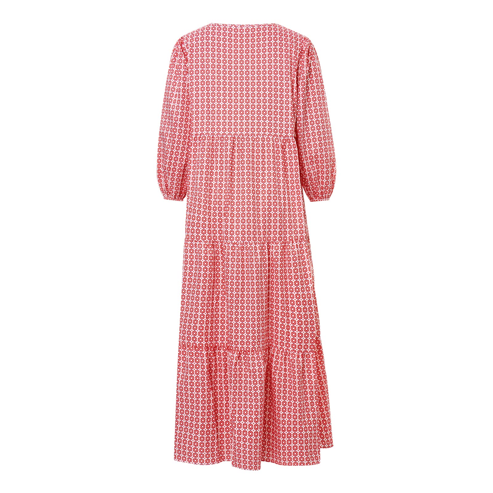 NUFIWI Women's Summer Boho Floral Print Short Puff Sleeve V-Neck Maxi Dress - Smocked Waist Tiered Flare Sundress for Beach Vacation, Music Festival & Casual Outings