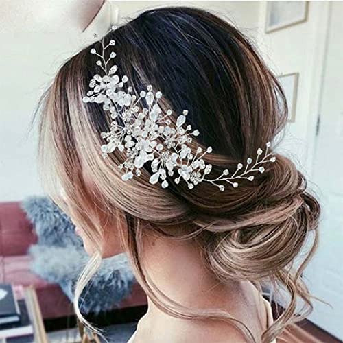 Gorais Bride Wedding Rhinestone Hair Vine - Crystal Bridal Headpiece & Floral Headband Hair Accessories for Women & Girls (Silver) | Perfect for Weddings, Prom, Parties & Special Occasions
