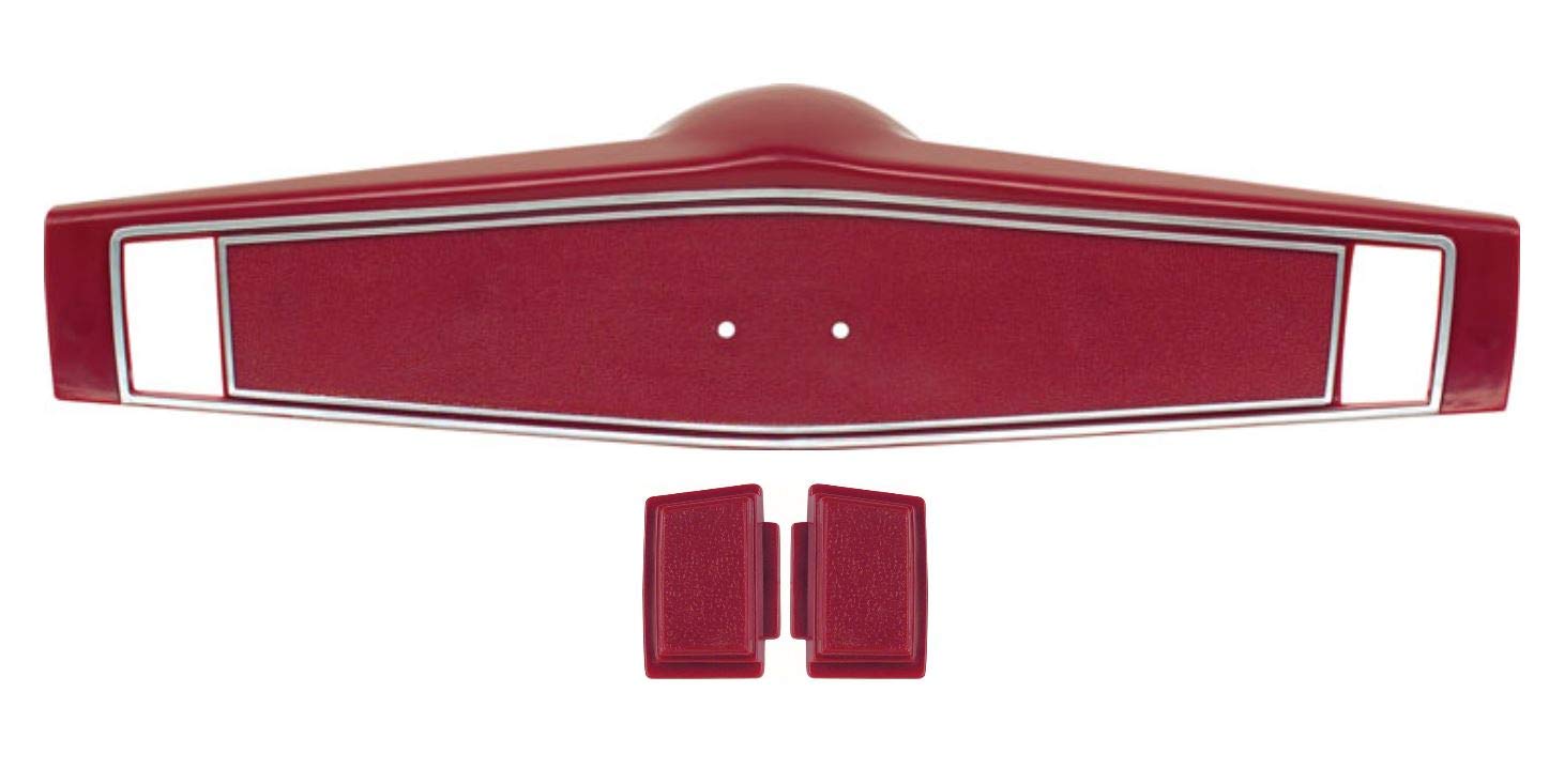 1969-1970 Chevy Camaro Chevelle Impala Nova Red Steering Wheel Shroud & Horn Button Set - OEM Replacement for Classic Car Restoration - Perfect for Hot Rods & Muscle Car Shows