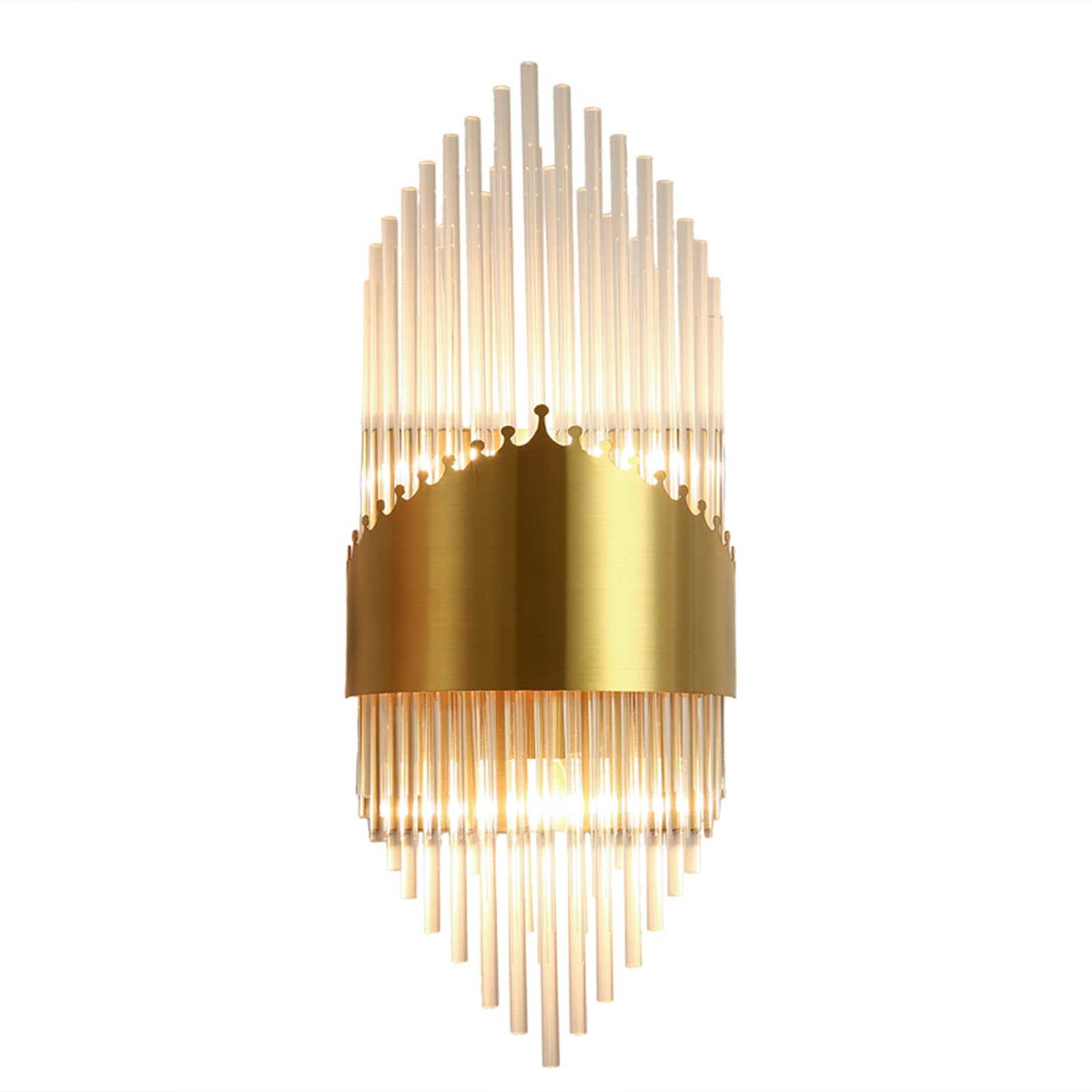 Crystal Wall Sconce Light Fixture - Gold Brass Base Modern Wall Lamp for Bedroom, Living Room, Hallway Decor - Perfect for Ambient Lighting & Home Interior Design