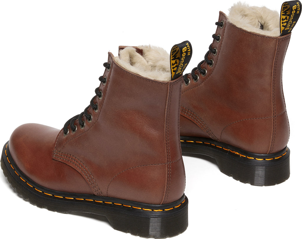 Dr. Martens 1460 Serena Saddle Tan Leather Boots for Women | Classic 8-Eye Combat Boots | Perfect for Casual Wear, Work & Outdoor Adventures