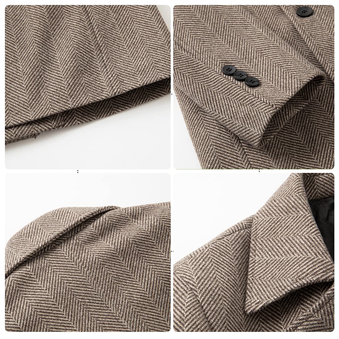PRIJOUHE Men's Wool Blend Double Breasted Pea Coat - Warm Winter Trench Coat for Business & Office Wear - Regular Fit Overcoat for Formal & Casual Occasions