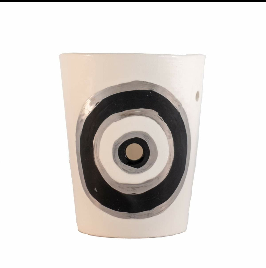 Evil Eye Ceramic Tealight Holder - Black, Silver & Platinum for Home Decor, Protection & Spiritual Healing | Perfect for Meditation, Yoga & Gift Giving