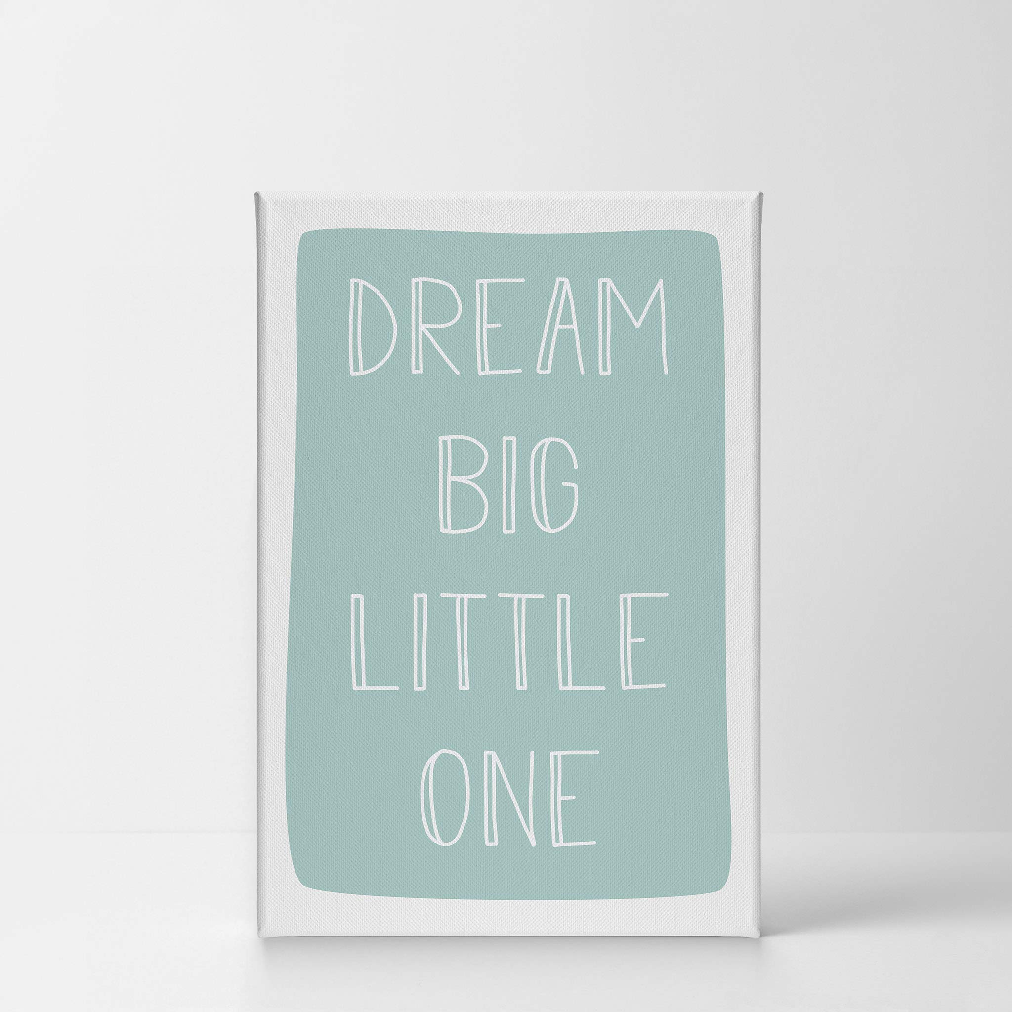 Dream Big Little One Lettering Turquoise Canvas Print - 40x30 Inch Nursery Wall Art for Baby & Kids Room Decor | Made in USA | Perfect for Birthday Gifts & Nursery Themes