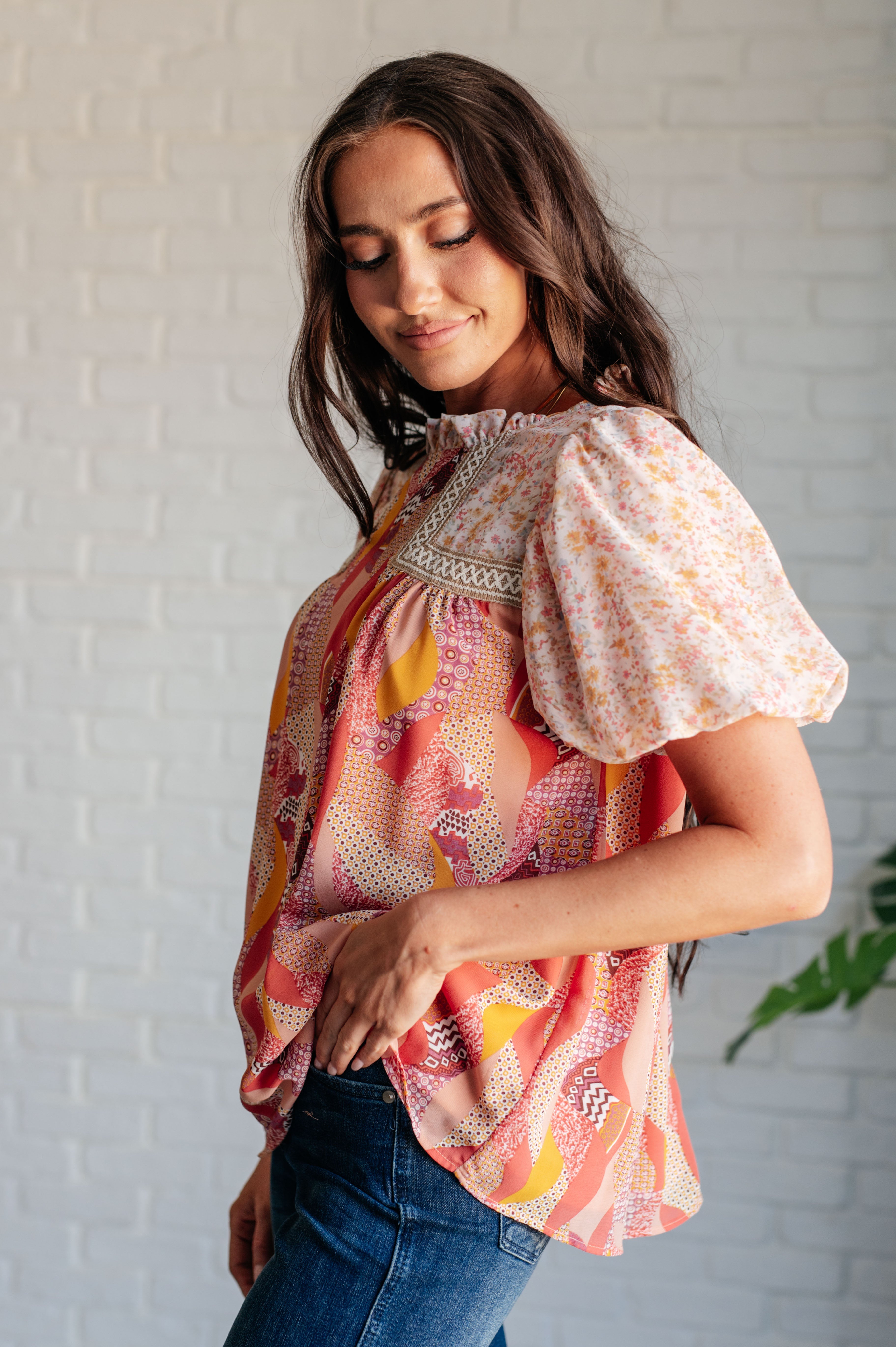 Day Dreamer Mixed Floral Top in Mauve | Women's Boho Chic Blouse for Spring & Summer | Perfect for Beach Vacations, Date Nights & Music Festivals