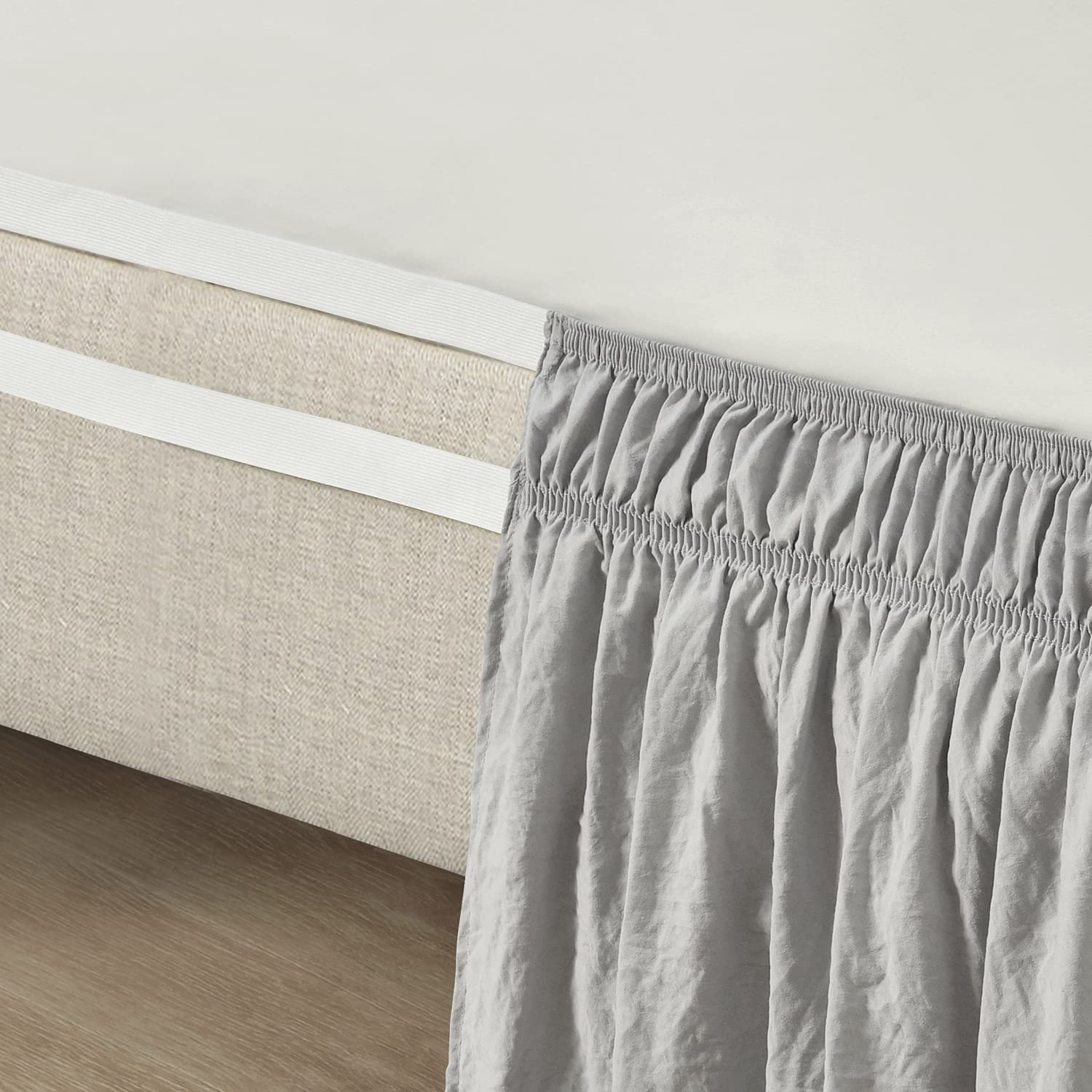 Lush Decor Wrap Bedskirt - Queen/King Size, Light Gray for Elegant Bedroom Decor