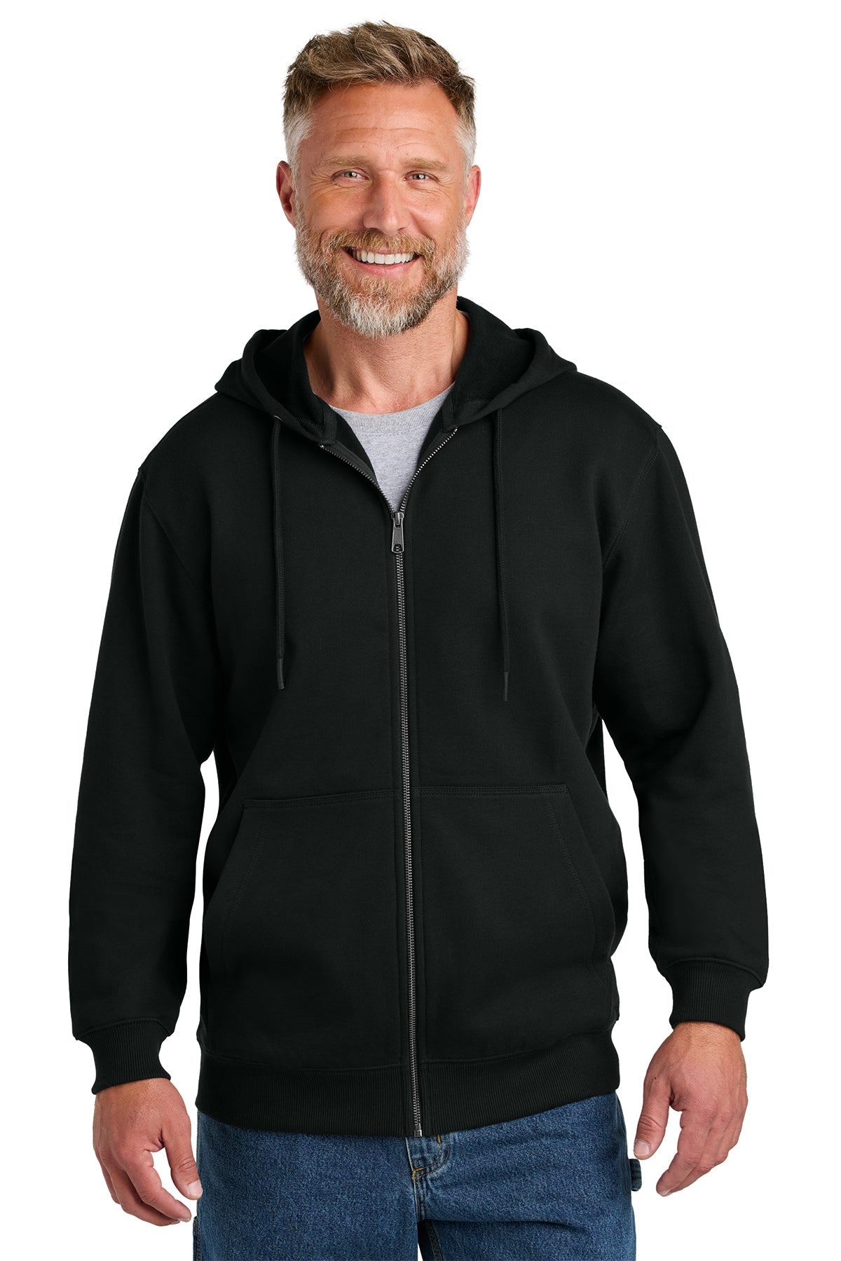 CornerStone Tough Fleece Custom Full Zip Hoodie for Men & Women - Soft & Warm Winter Jacket - Perfect for Outdoor Activities, Gym & Casual Wear - Black