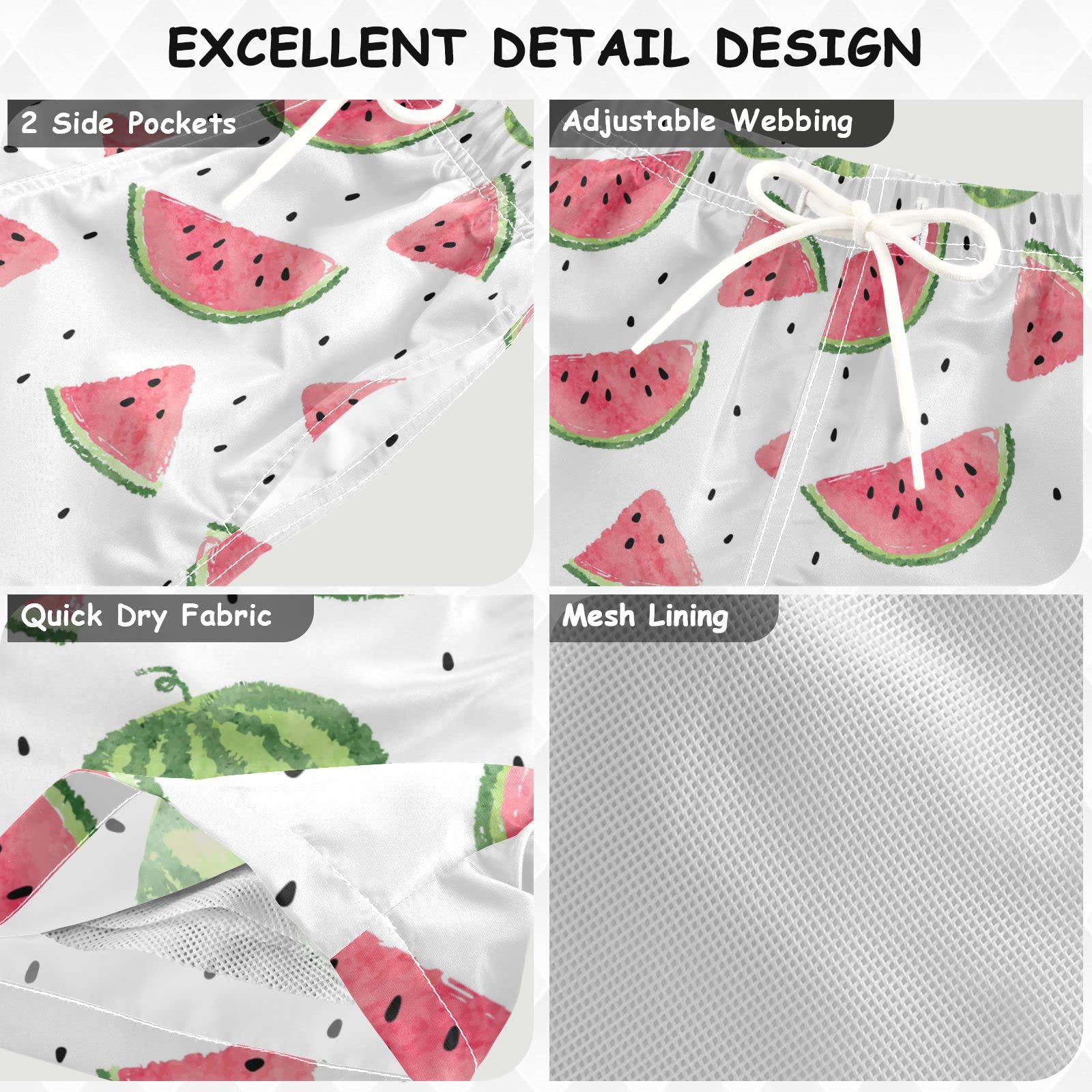 **Boys' Watermelon Seed Print Swim Trunks - Toddler & Kids Bathing Suits for Beach, Pool & Summer Fun (2T-12 Years)**