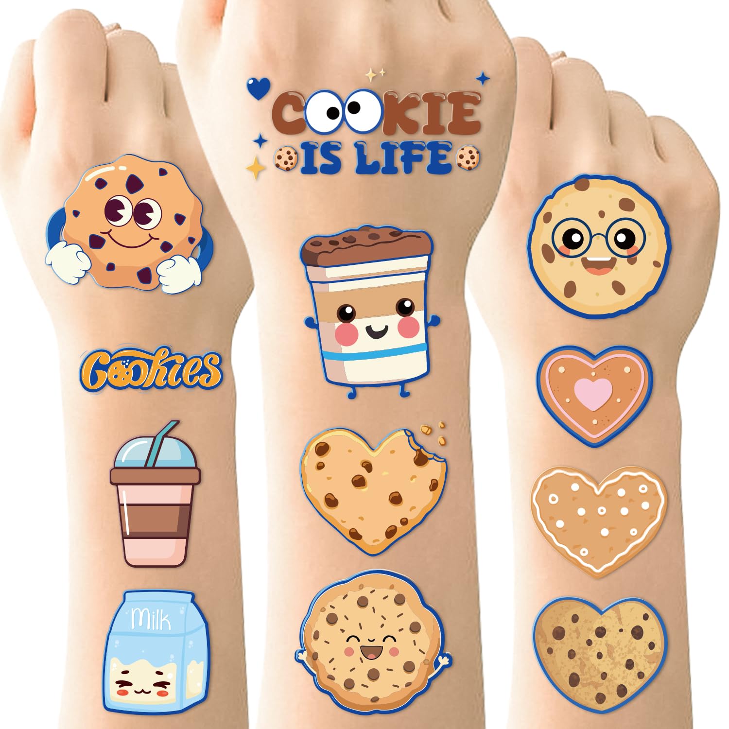 Sweet Cookie Temporary Tattoos - 20 Sheets 280 Pcs for Kids Birthday Party Decorations & Favors
