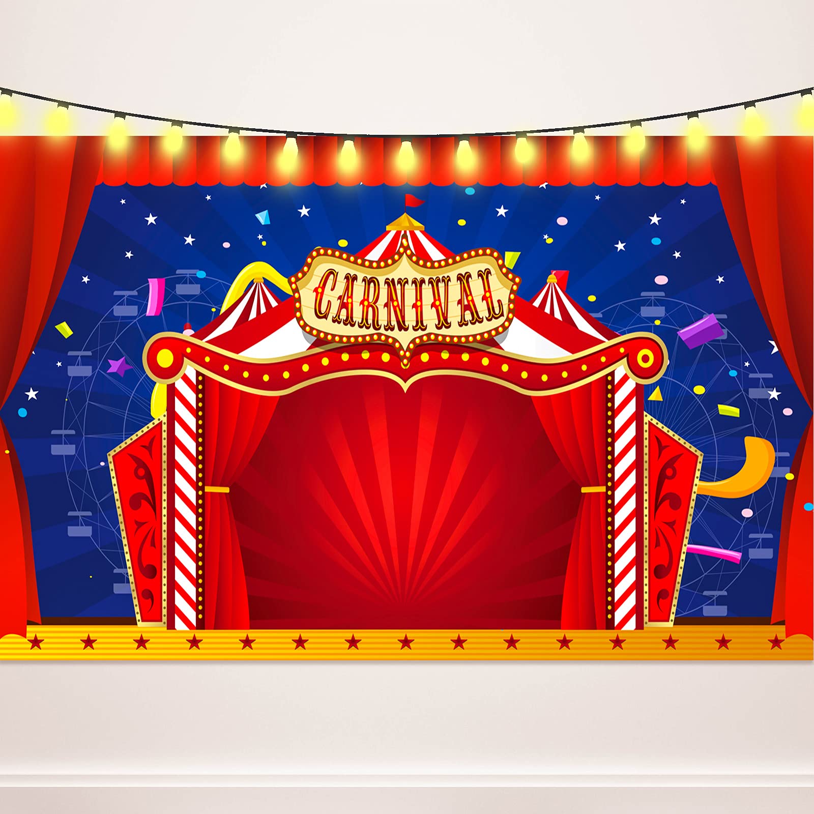 Big Top Circus Party Decorations - 6x3 ft Carnival Tent Backdrop & Banner for Birthday, Baby Shower, Carnival Theme Events - Perfect for Indoor/Outdoor Decor, Photo Booths & Themed Parties