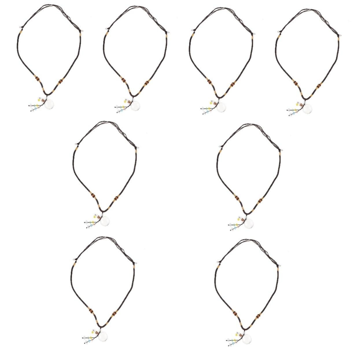 Minkissy 8-Piece Glass Car Decor Set - Fetal Hair Pendant, Terrarium Tank, Braided Rope Container, Sun Protection Glass Ornaments for Aromatic Display & Perfume Necklace - Perfect for Home, Office, and Car Interior Decoration