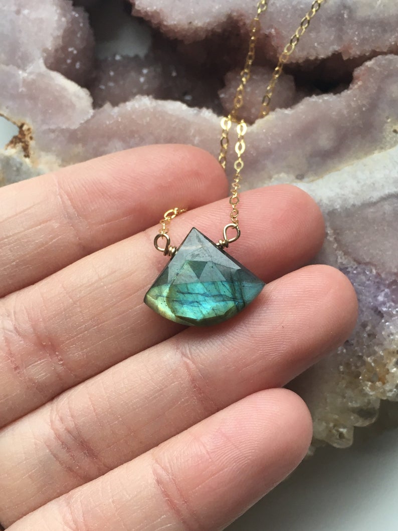 Labradorite Pendant Necklace - Sterling Silver or 14k Gold Filled - Elegant Healing Crystal Jewelry for Women, Perfect for Everyday Wear & Special Occasions