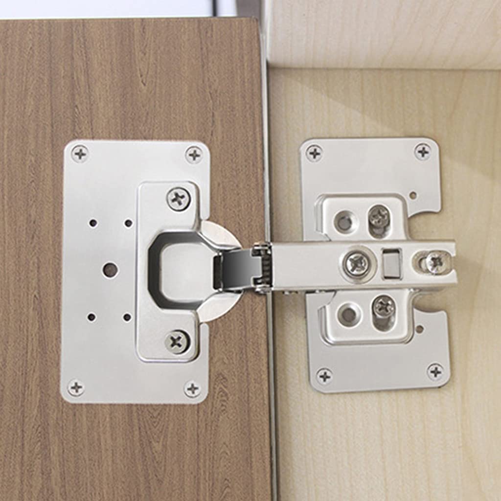 4 Pcs Stainless Steel Cabinet Door Hinges with Screws - Heavy Duty Repair Plate Hinge Kit for Kitchen Cupboards, Furniture, Windows & Drawers - Easy Installation for Home Improvement & DIY Projects