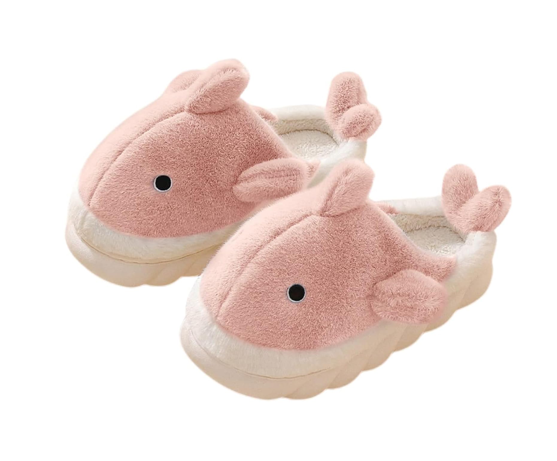 Soft Plush Shark Slippers for Men & Women - Cozy Winter Indoor/Outdoor House Shoes with Thick Sole - Warm Animal Cartoon Cotton Slippers for Home, Office & Travel Use