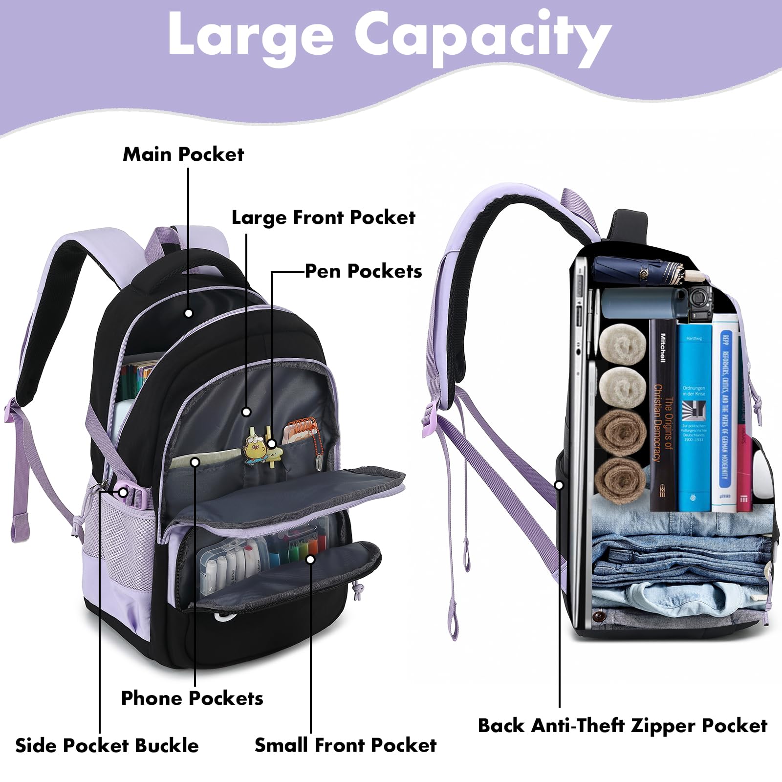 Best CAMTOP School Backpack for College - 15.6 Inch Laptop Backpack with USB Charging Port, Water Resistant Bookbag for Women & Girls - Perfect for School, Travel, Work & Daily Commute