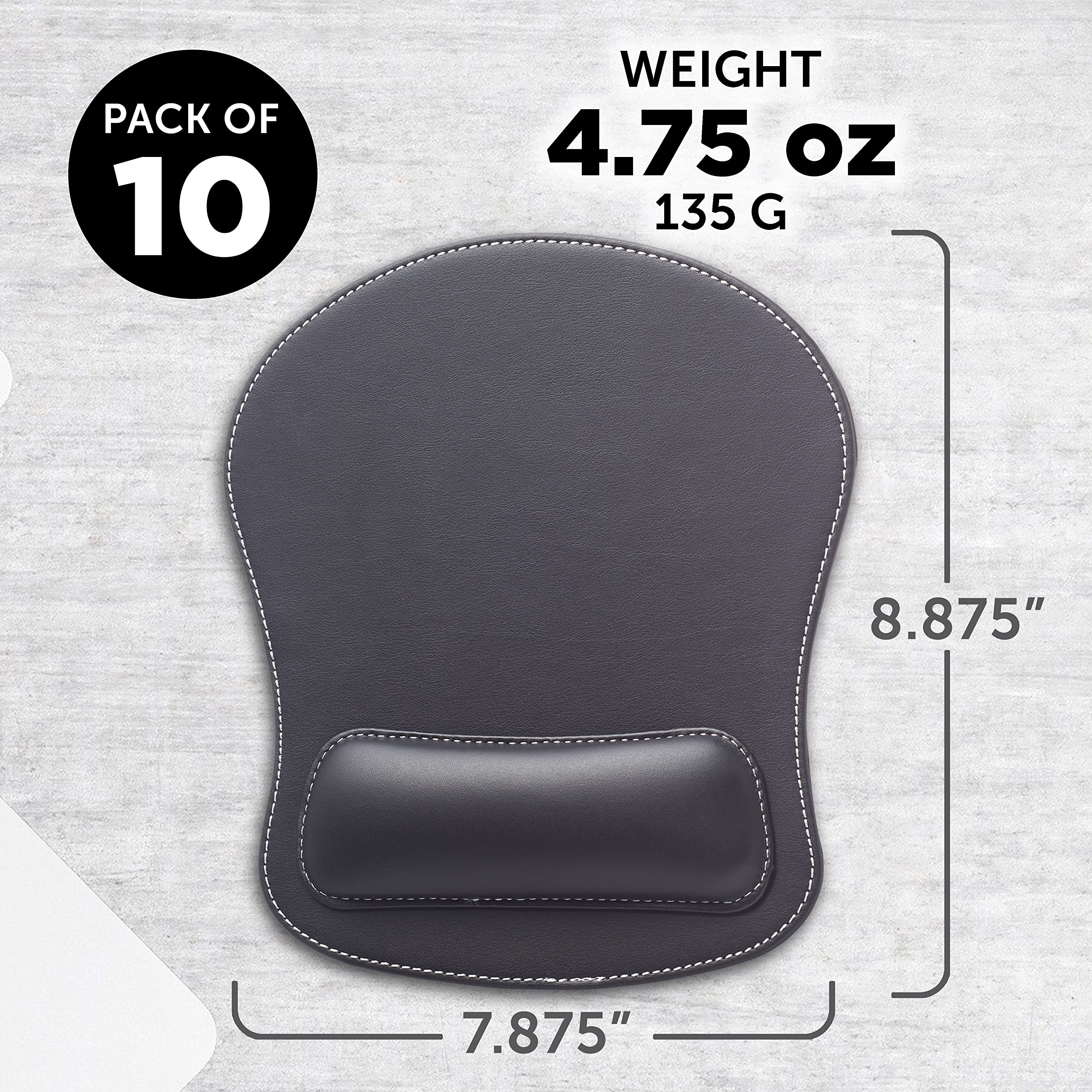 Premium Executive Leatherette Mouse Pads - Set of 10 Bulk Pack for Office & Home, Non-Slip Desk Pads with Smooth Surface - Ideal for Workstations, Gaming & Office Accessories (Black)