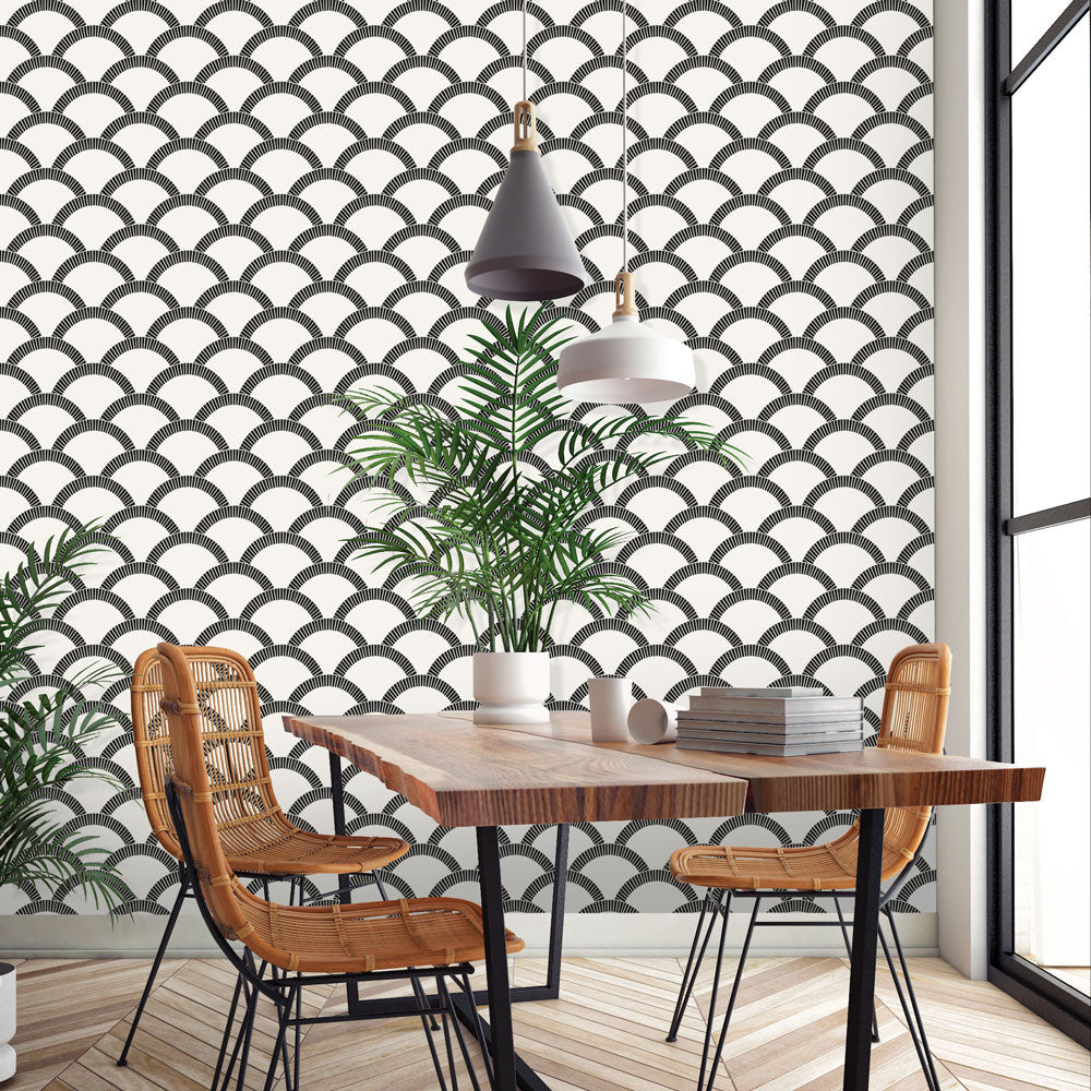 Self-Adhesive Mosaic Scallop Wallpaper - Peel and Stick Removable Wall Decor for Bedroom, Bathroom, Kitchen - Easy DIY Home Renovation & Accent Wall Design